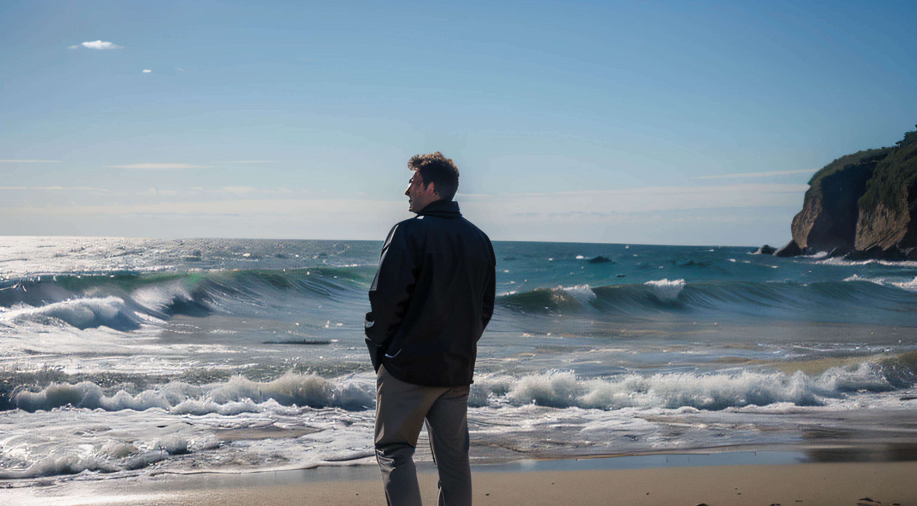 man looking the sea