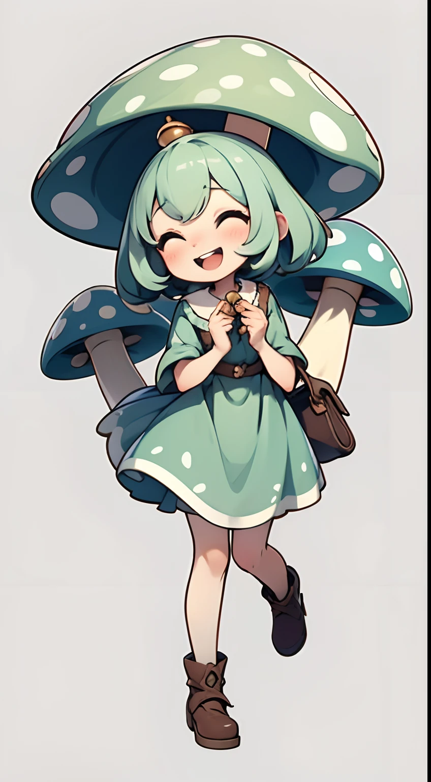 digitalart、Personification of the mushroom spirit、Yuru Chara Style、The hat is characteristic、Laugh、Wearing a bell