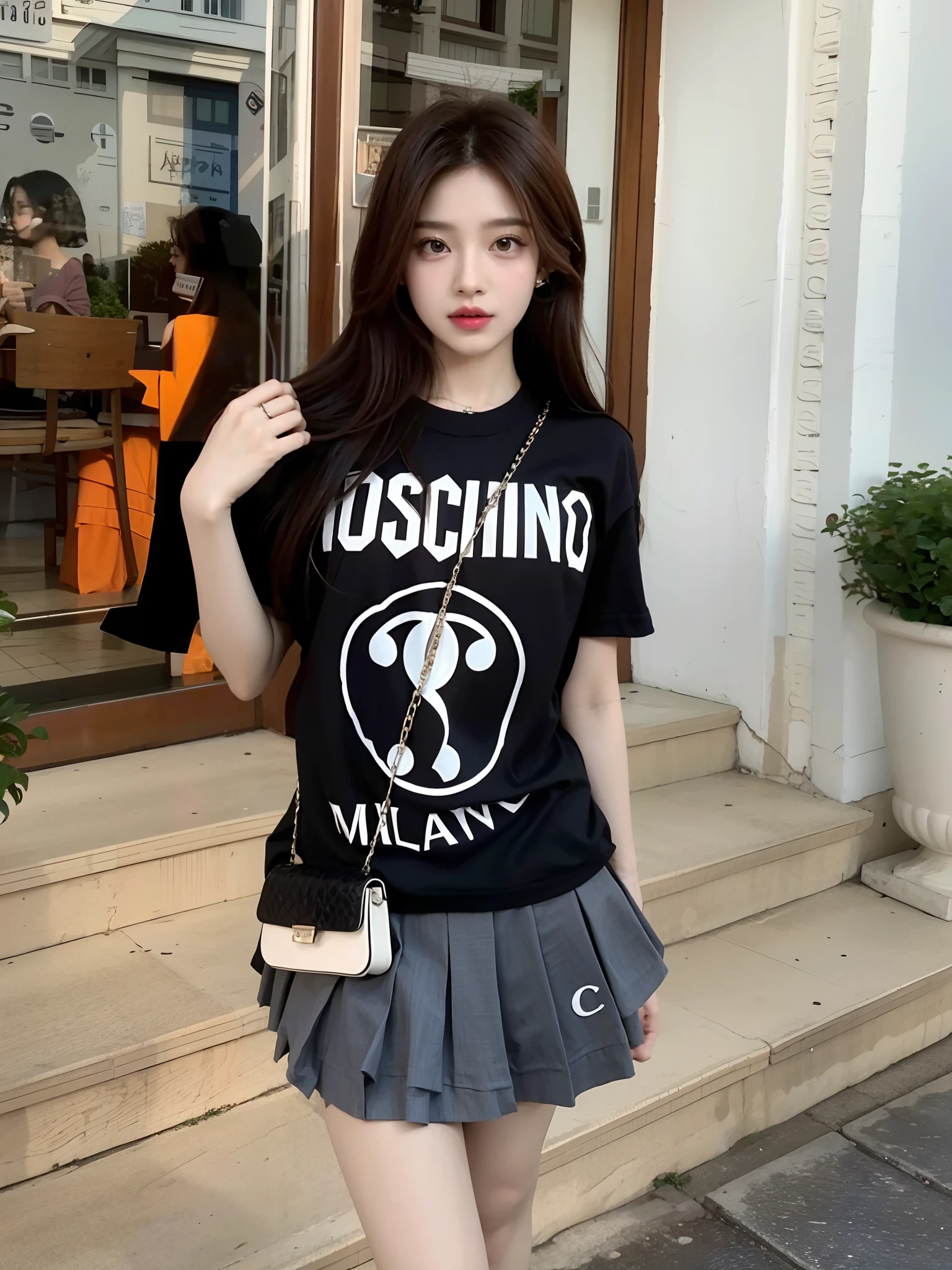 Arafi girl in skirt and t-shirt posing for photo, blackpink jennie, jisoo of blackpink, jisoo from blackpink, 2 0 2 0 fashion, jossi of blackpink, Fashion clothing, Trendy clothes, roseanne park of blackpink, chiho, high-quality picture, personal profile picture, Shin Jinying, ulzzangs, black t-shirts, imagem de qualidade alta