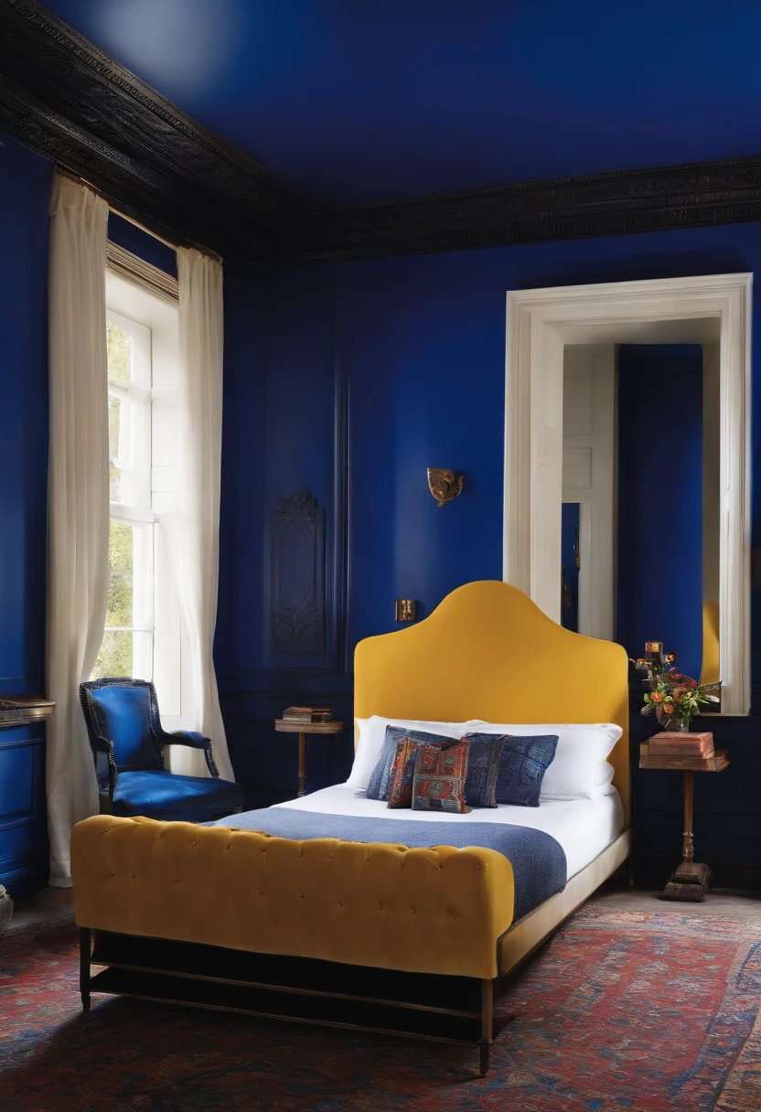 The Klein Blue room was renovated in the style of 2000 and had a TV