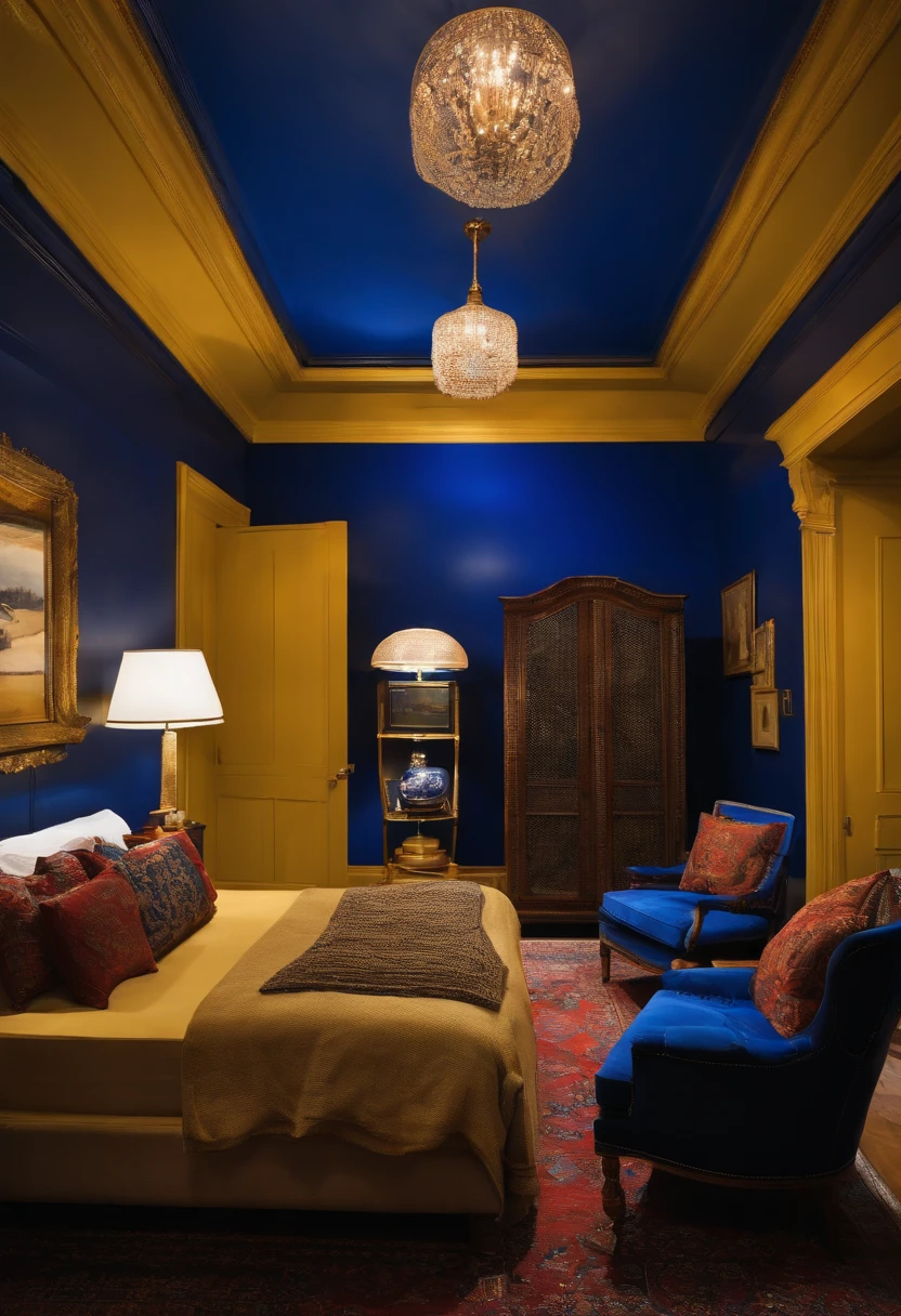 The Klein Blue room was renovated in the style of 2000 and had a TV
