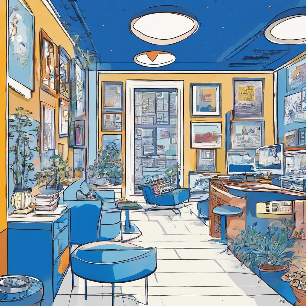 The Klein Blue room is modern and has a TV playing