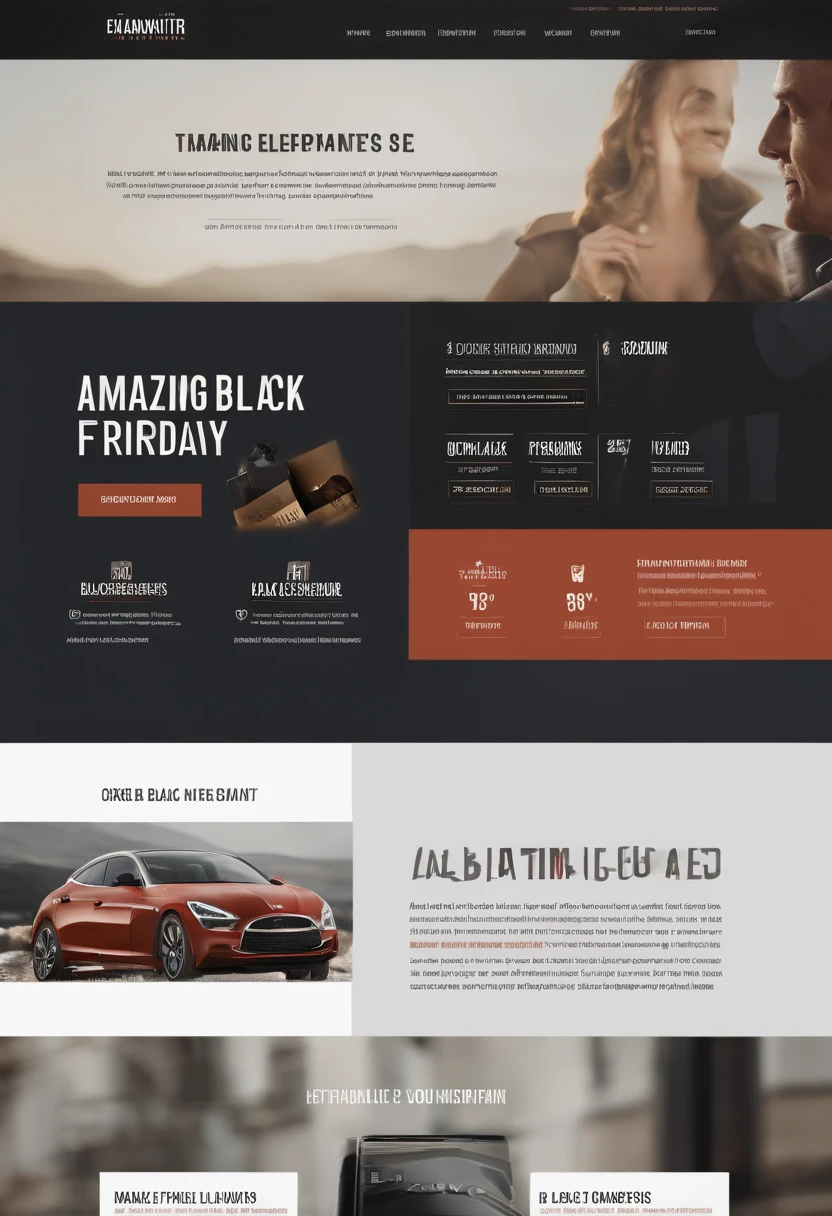 Crie um banner vibrante e atraente para a Black Friday. Utilize modern elements and must-see highlights. Cores should transmit the energy of Black Friday. Add a touch of elegance to attract the attention of the target audience. The tagline "Amazing Black Friday Discounts" should be prominent. Experimente diferentes layouts e fontes para garantir impacto visual. Tamanho recomendado: 1200x600 pixels.