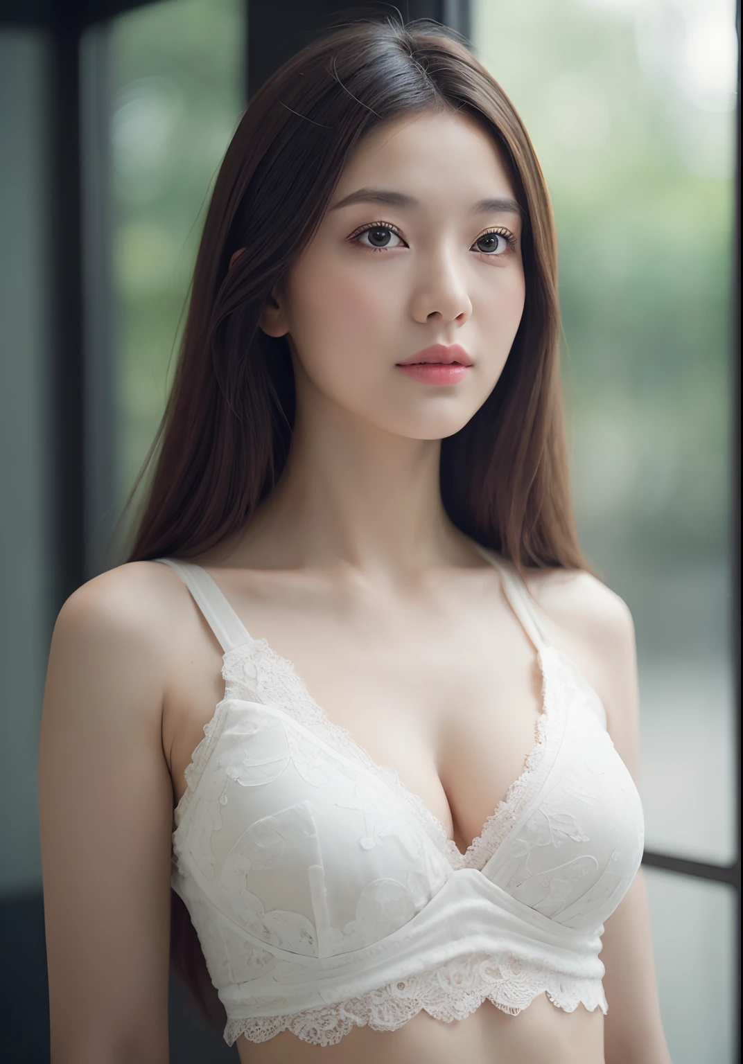 30 years old woman, milf, RAW photo,bokeh (photorealistic:1.4, realistic), highly detailed CG unified 8K wallpapers, 1girl, ((thick body:0.7)), (clevage, huge breasts:1.2), looking at viewer, ((straight from front)), (HQ skin:1.4), 8k uhd, dslr, soft lighting, high quality, film grain, Fujifilm XT3, ((((full body:0.6)))), ((white lingerie)), (((outdoor, at park))) piaseobin