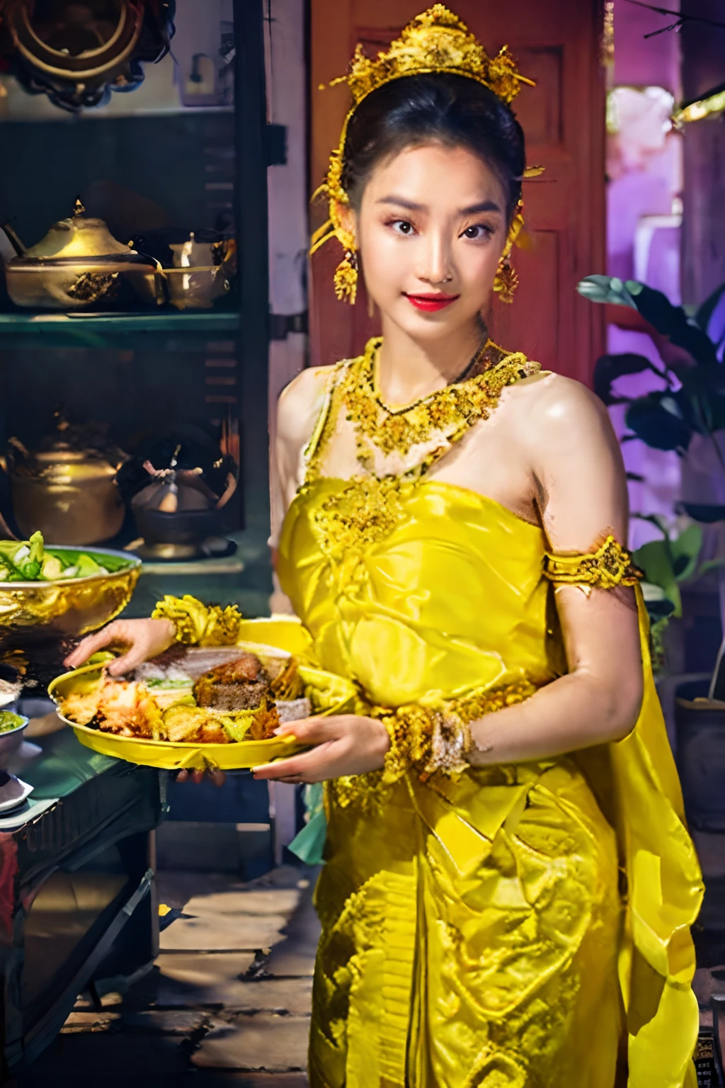Empty golden tray