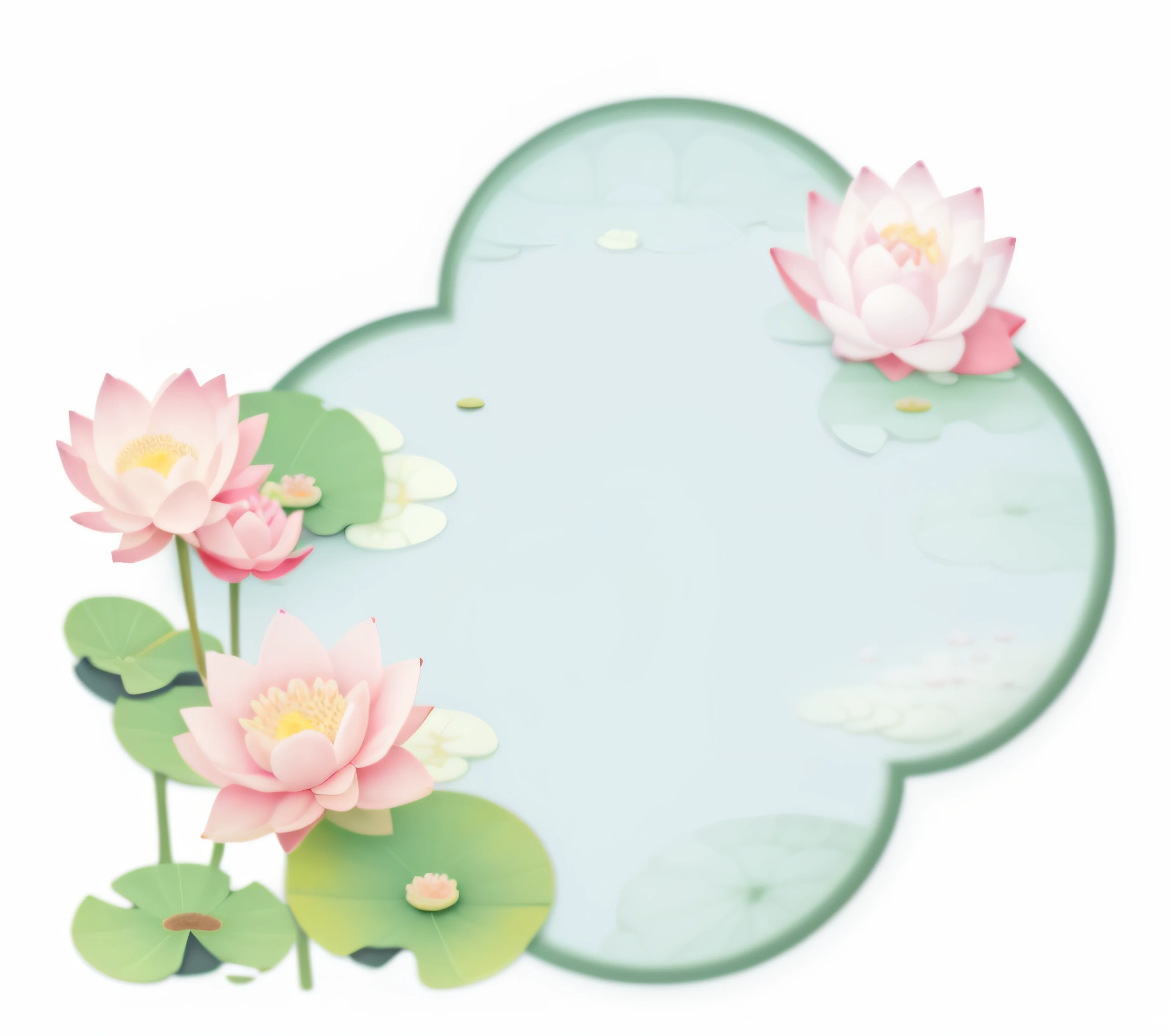 There is a picture of a flower,The background is a cloud, with lotus flowers, Lotus, lotuses, lotuses, lotus petals, Lotus pond, Middle metaverse, lotus flowers on the water, Chinese painting style, 中 国 鬼 节, lotus flower, Wang Chen, Chinese watercolor style