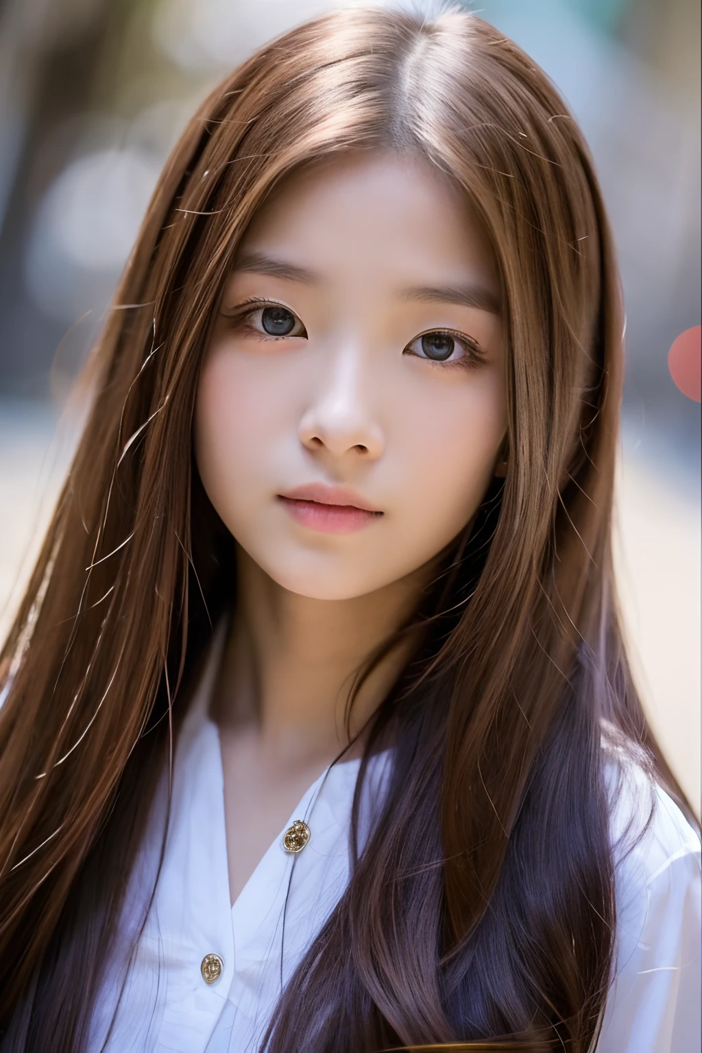 1 20-year-old girl, long whitr hair, Close-up Shot Shot.