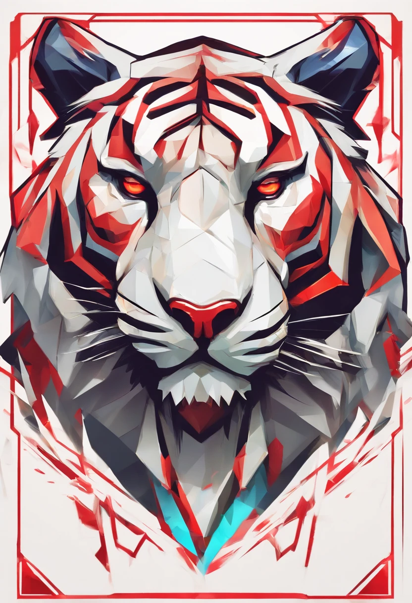 Play Locket with Red Metal Tiger Head in Close-Up Lightning Flashes and Electric Sparks，Hearthstone Art Style, Art de style Hearthstone, Hearthstone Concept Art, Concept art du jeu Riot, Style de League of Legends, Iconic character of Splash Art，Badge de jeu，Surrounding metal feathers，Ou rouge，Rendu C4D，Less detail，Less detail，Huge metal tiger head in the middle, peinture rouge. texte "Tiger Team Manuitou".