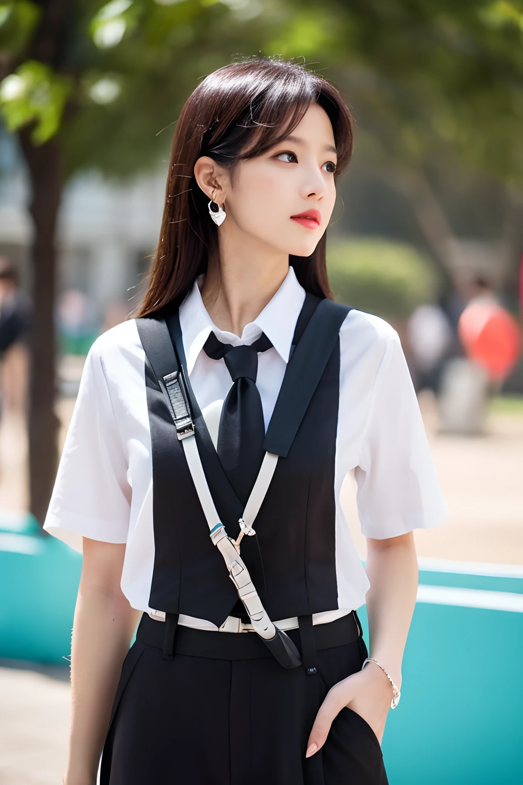 (masutepiece:1.2),alta qualidade,Cores vivas,Cores planas,profundidade de campo,Reflexo da lente,1 girl,cabelos pretos,contato visual,naipe,camisa de gola,saco do cinto,suspenders,profissional,office lady,mulheres maduras,mini saia preta　cintos de liga　Joelho alto　Meias　Niso Preto　Suor da axila Colorcon　Suando　Side of both hands,Black jacket,olhar,Seio amplo,suor nas axilas,Expondo as axilas"Roupas Pichi Pichi