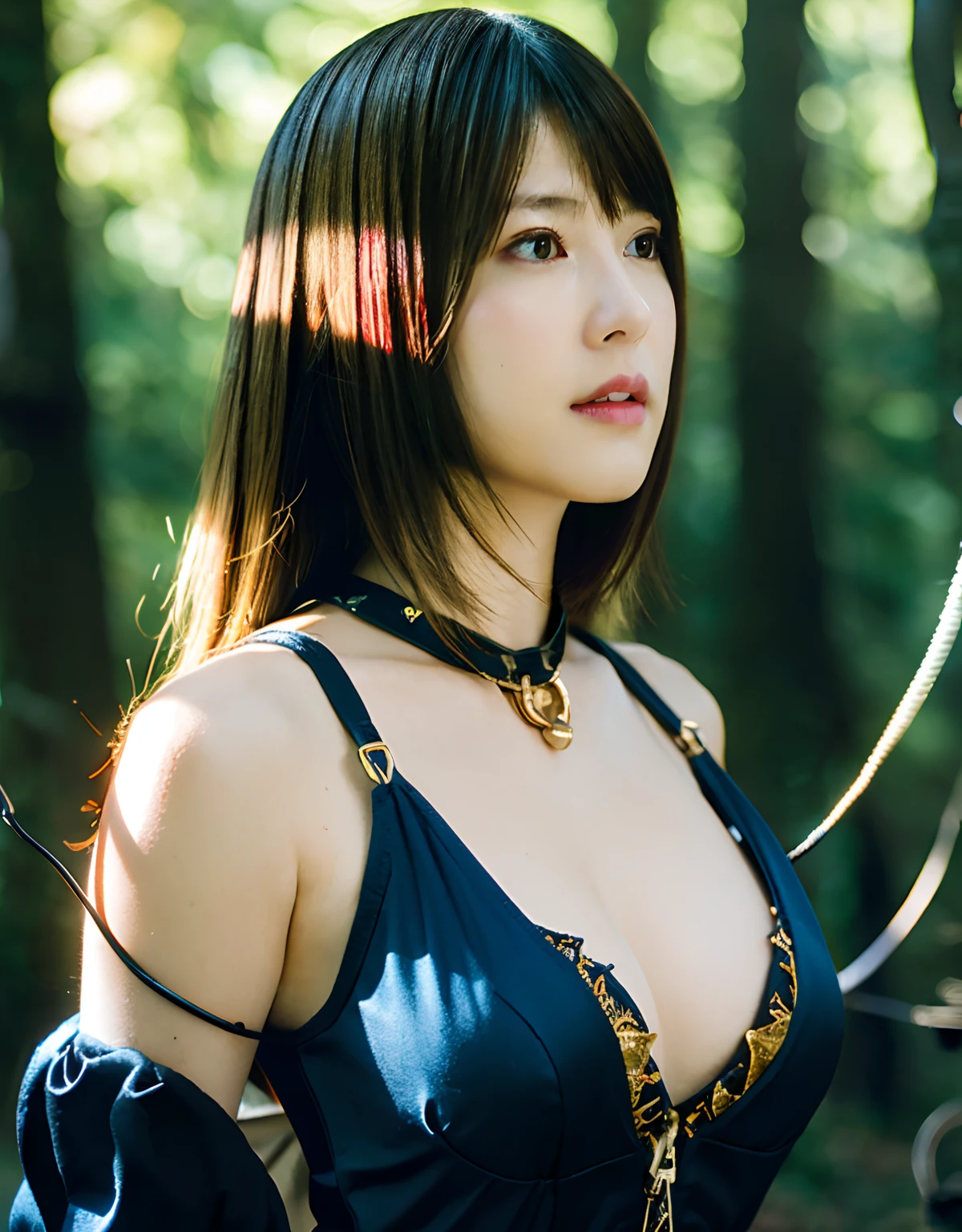 Professional , masterpiece、top-quality、photos realistic , 、top-quality、超A high resolution、(Photorealsitic:1.4)、Raw photo、depth of fields (Gemstone Gold Metal Body:1.9),(Matte White、Toostock、(((heavy breasts)))、(cleavage of the breast)、(Detailed Dragon Armor)、(Have the strongest weapon)、((Random Hairstyles 1.6),Dark Fantasy,)explosions、(Precipitous cliffs),Dragon Gold Weapon,Mystical expression、Particles of light、Fight dragons、(Detailed Dragon Helmet) ,(( Dragon's dense and gorgeous sword)) , Beautiful knife ,Detail and gorgeous crown、((Blue hair))、(Castle background)、、((Gangle's forest background))、Beautiful Caucasian beauty、1a person、dynamic ungle,(((Detailed pink micro bikini)))、Smaller head、A smile、Castle background、Thin and beautiful female hands、cleavage of the breast、Soldier in iron armor on background、Mystical expression、Light Effects、intense fighting、Wind-effect、magic circles、With the legendary magic wand、(demonic wings)、Toostock、