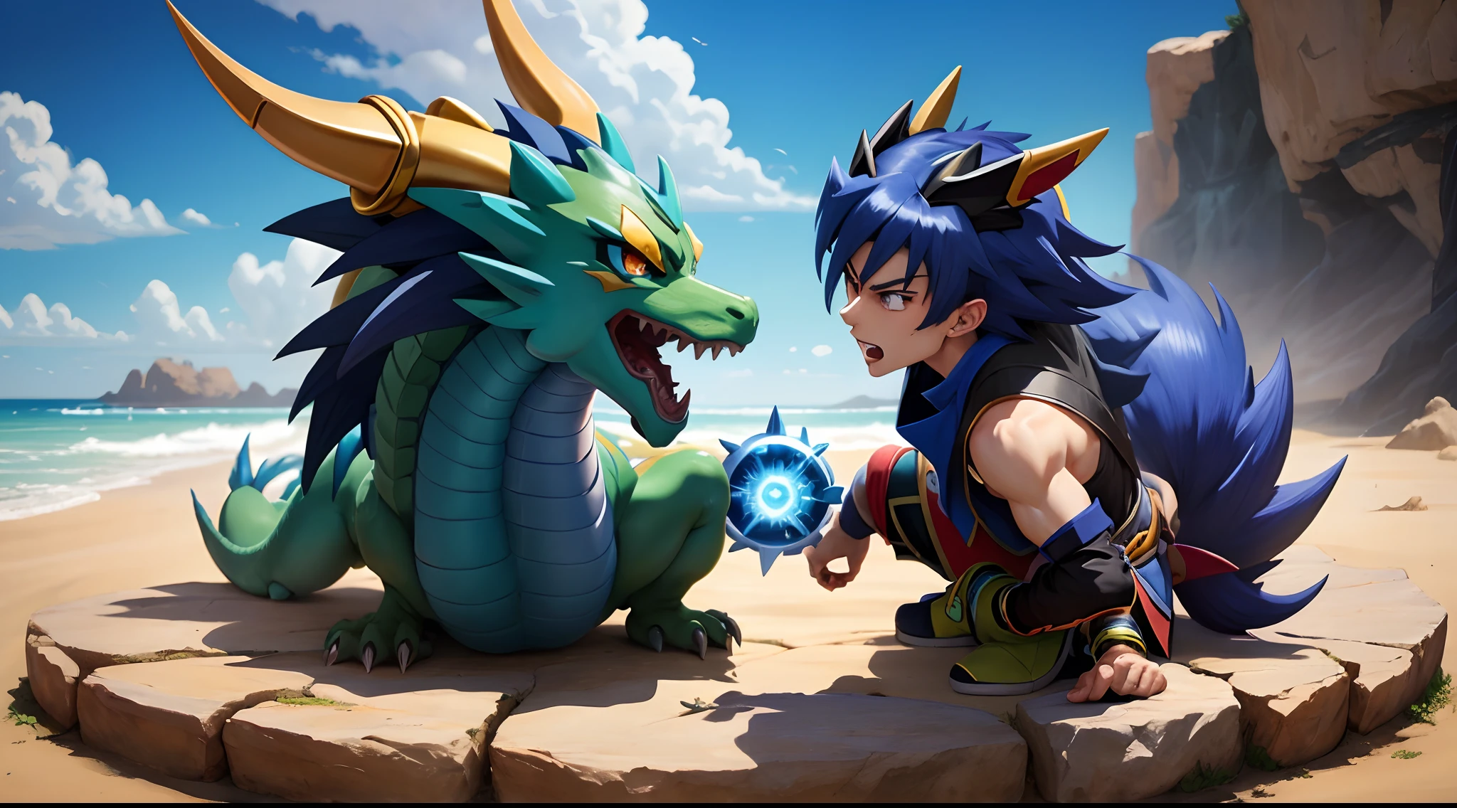 Dragon bleu et rouge beyblade burst
