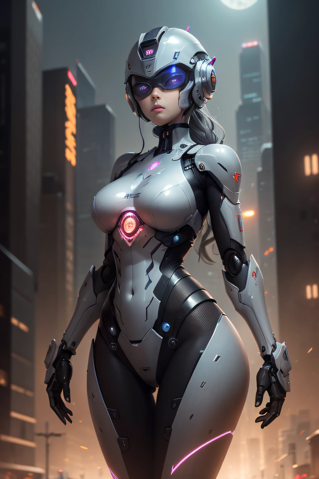 Sci fi,1 fembot,white metal body,glowing trims,(purple led trims:1.3),robot joints,faceless,no face,cyberpunk,intricate,wires,cyberpunk,hiquality,detailed,masterpiece,cinematic lighting,faceless,sexy,(glowing [purple|blue] trims:1.2),wet pussy