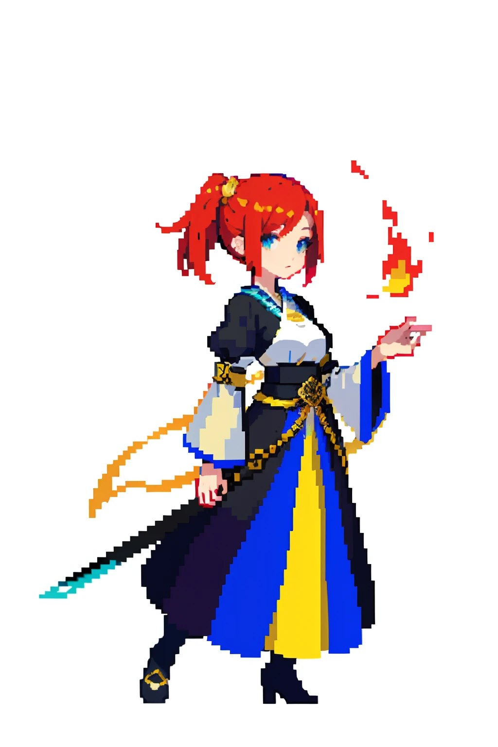 (masterpiece high quality), (solo), (girl), (huge tits), (Cleric outfit), (fire emblem sprite), (standing), (no effect)