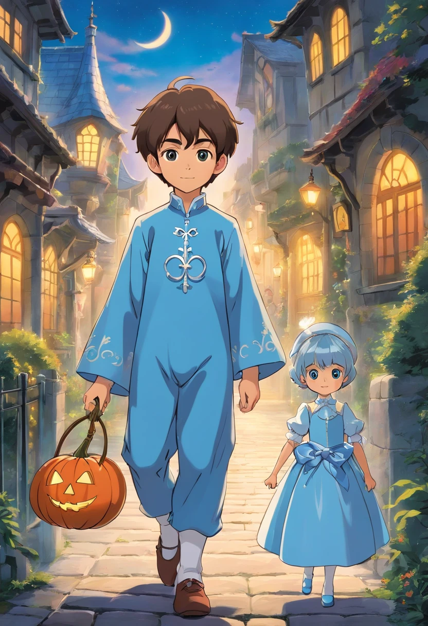 a boy, wearing Cinderella costume for holloween
