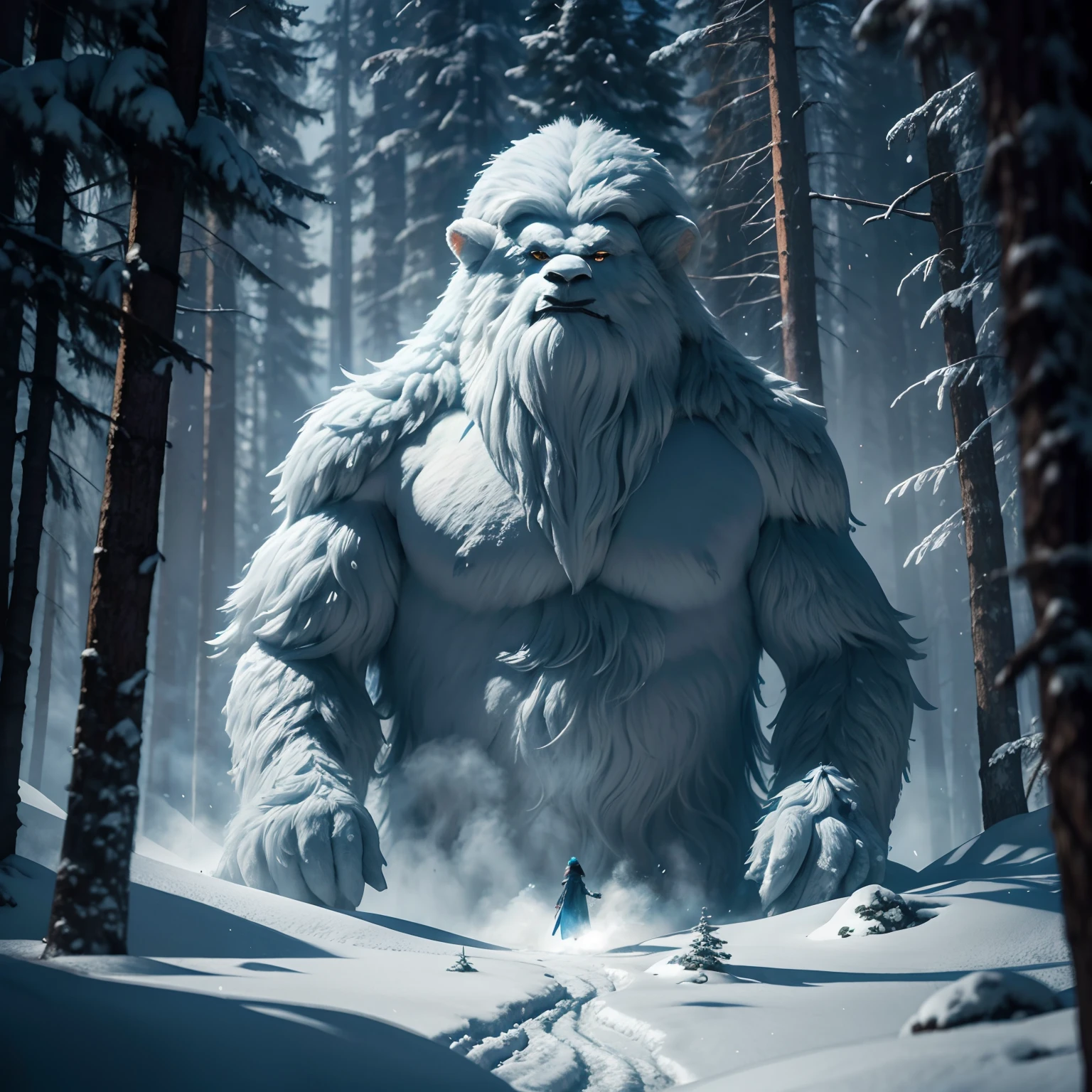 a large snow ogre dead on the ground