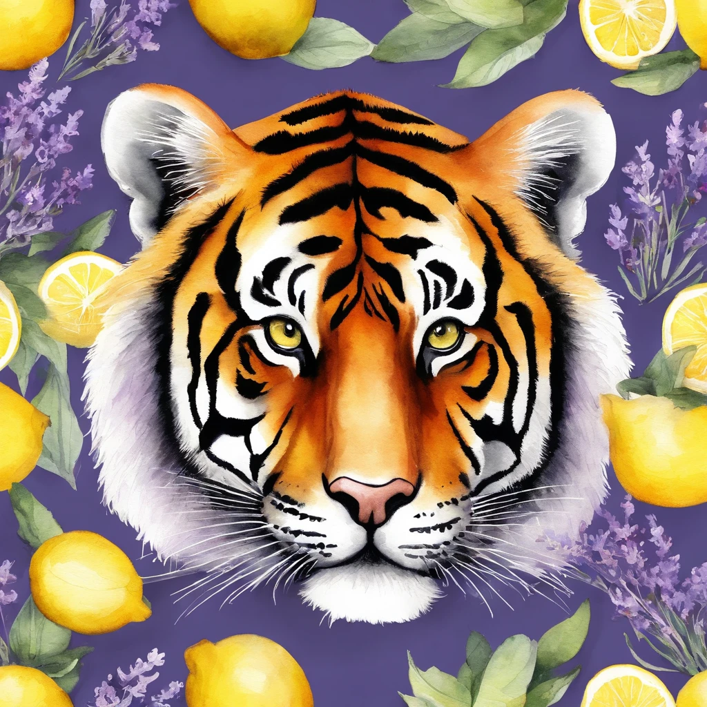 a tiger、lemon、lavender