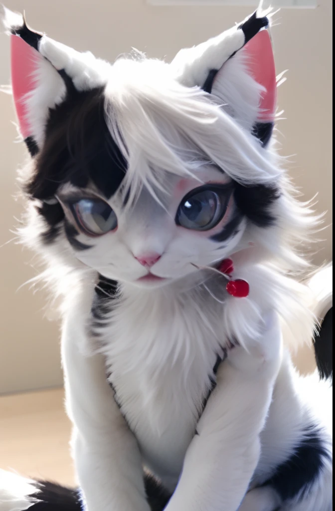 Painting of a cat with a white tail, Slender girly body,Sora as a cat, cat seahorse fursona, Human-cat hybrids, an anthro cat, anthro cat, catss,, furaffinity fursona, cat woman, with tail, The main thing is whiteness, neferpitou, fursona!!!!, cute catgirl
