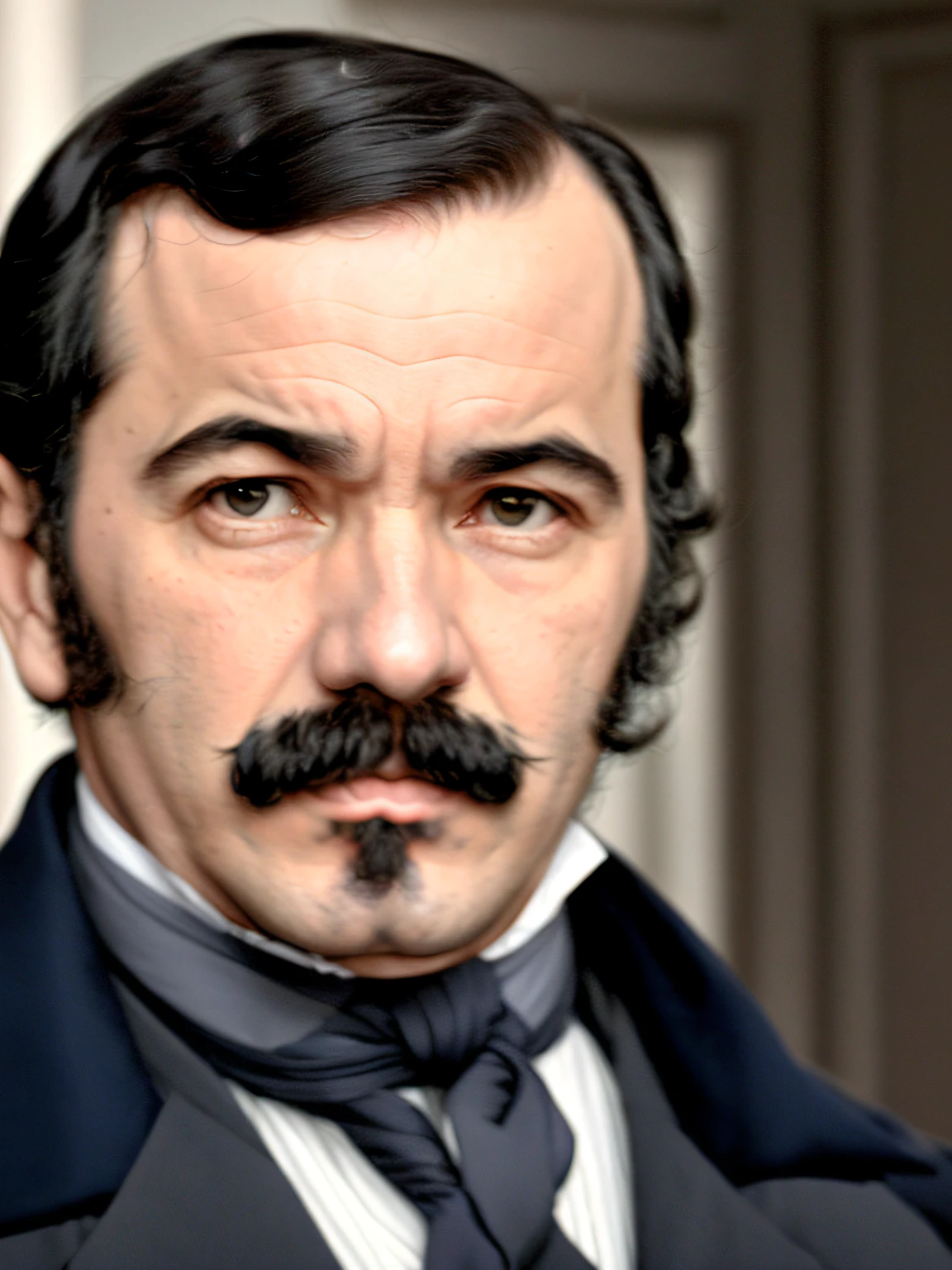 imagem de um homem com bigode e terno, Estilo Taras Shevchenko, Directed by: Mikhail Yuryevich Lermontov, Pablo Hurtado de Mendoza, valter de morais, tiziano vecelli, inspirado em Jean Baptiste Debret, Henry Alvim Correa, inspired by Benito Quinquela Martín