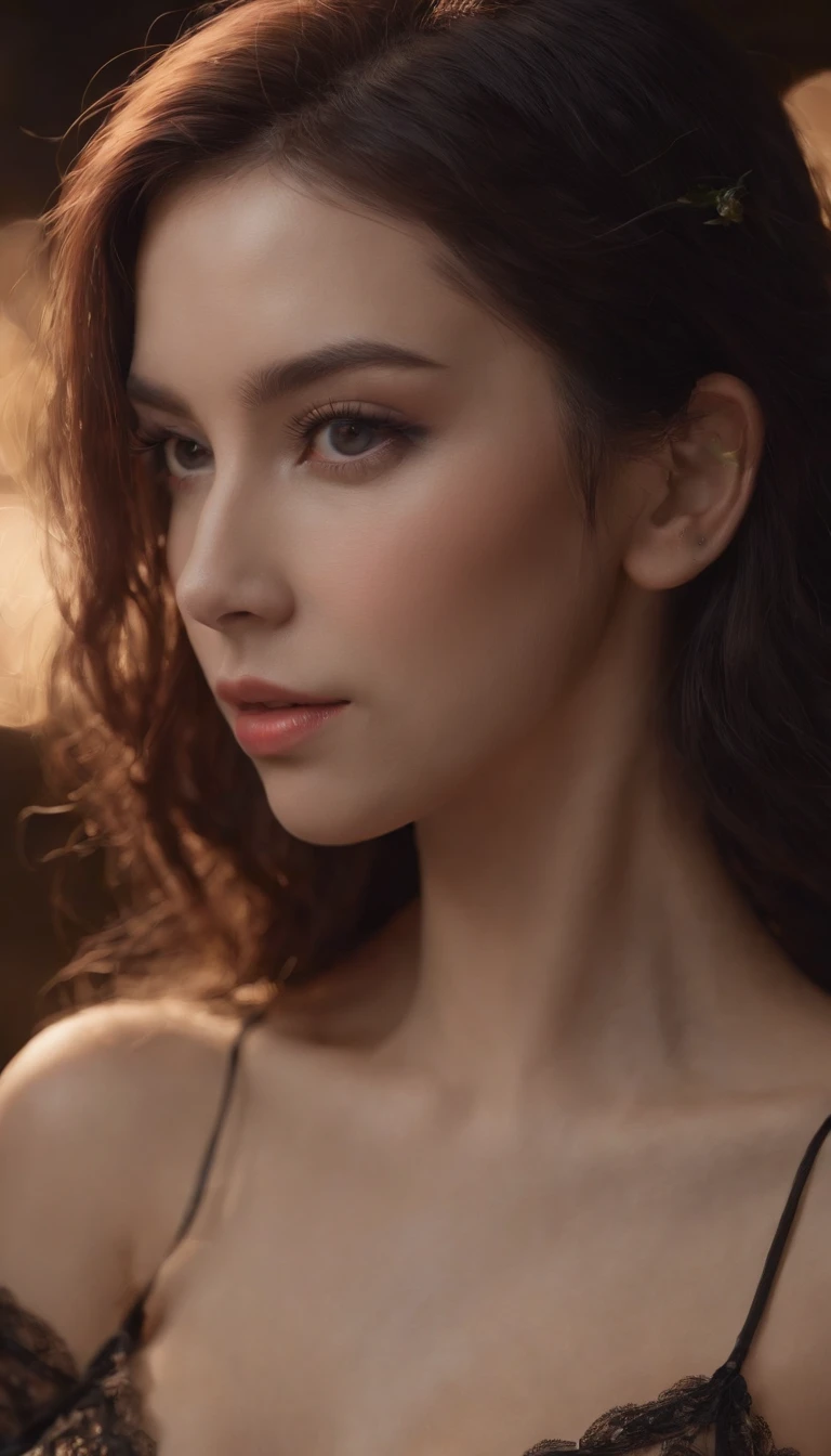 ultra high res, masterpiece, best quality, perfect glossy shiny skins, perfect lighting, detailed lighting, dramatic shadows, ray tracing, black sweater, off shoulder, Big breasts, Exposed cleavage, nsfw, ((Dark background)), Sexy face, Facial expressions when receiving pleasure,