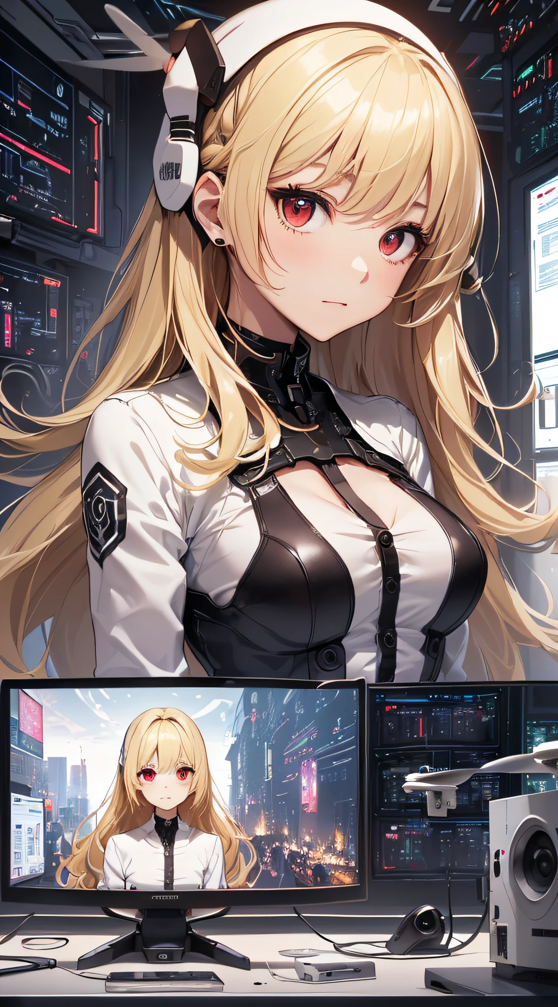 (masterpiece, top quality, best quality, official art, beautiful and aesthetic:1.2), 1girl, glitch art, (digital distortion), pixelated fragments, data corruption,colorful noise, visual chaos,contemporary aesthetics