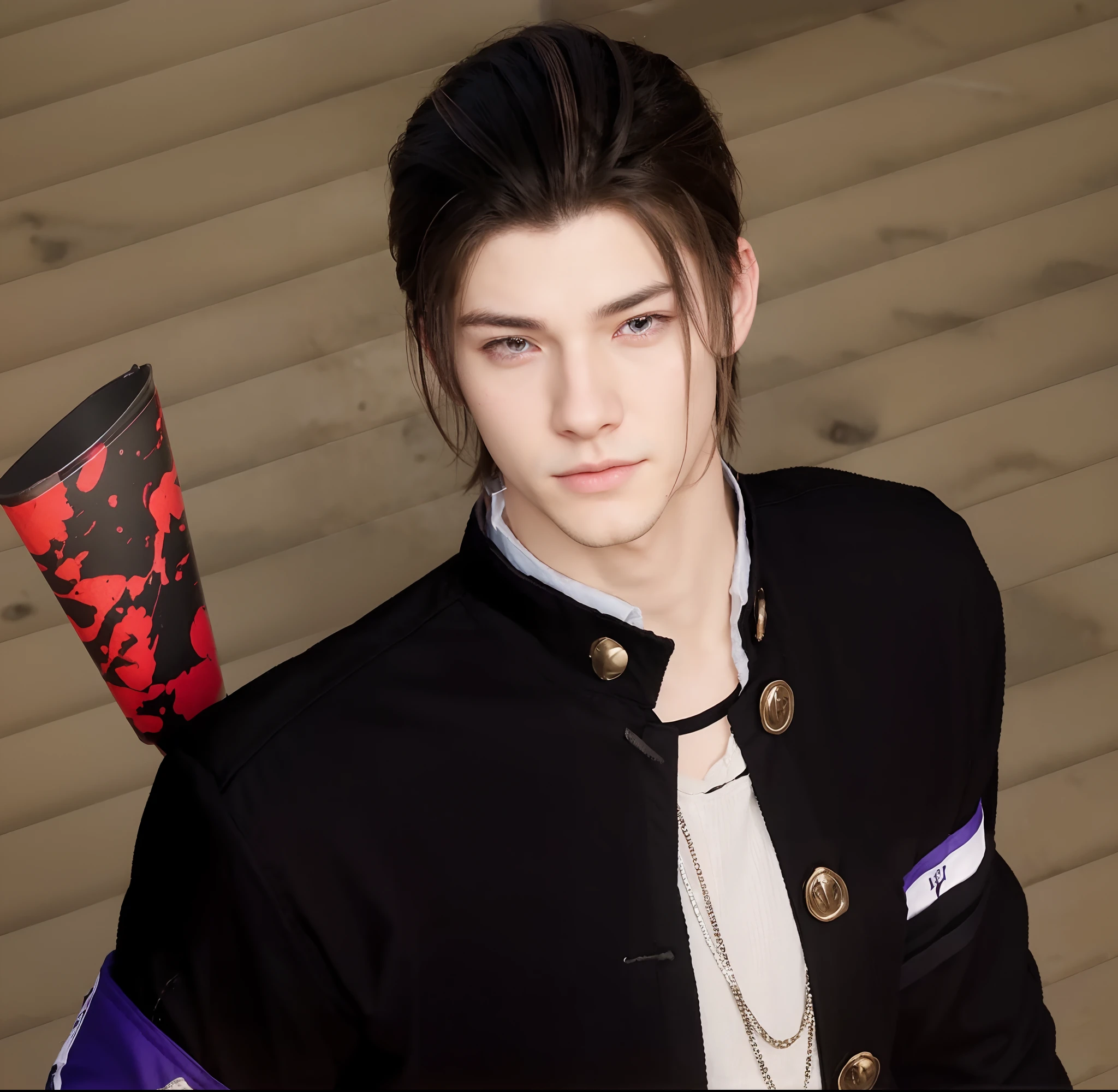 Change background animehandsome boy realistic face 8k ultra realistic、Hairstyle on the back
