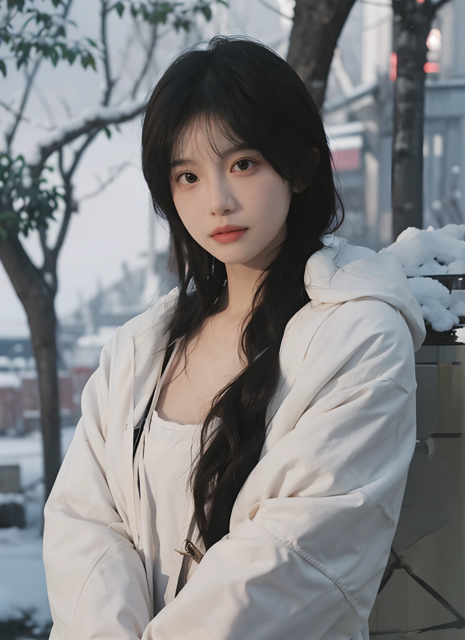 best qualtiy, 超高分辨率, (realisticlying:1.4), one-girl,Pink Long Hair, A pair of clear and moving eyes,Royal Sister,Snow white coat, looking at viewert, closeup cleavage ,