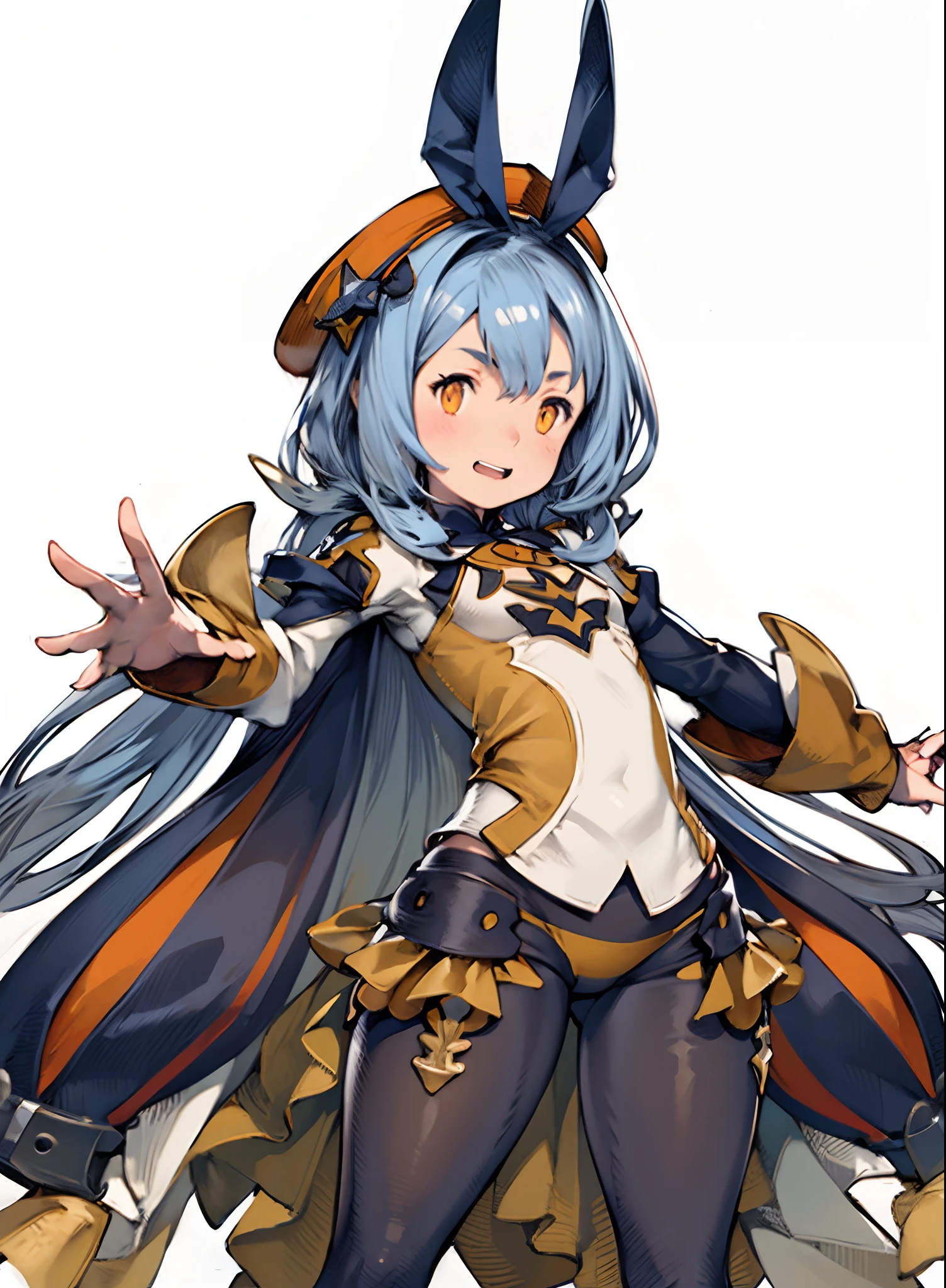 yoshida akihiko, 1girl, bravely default: flying fairy, bravely default \(series\), Nier, final fantasy, hat, orange eyes, low pigtails