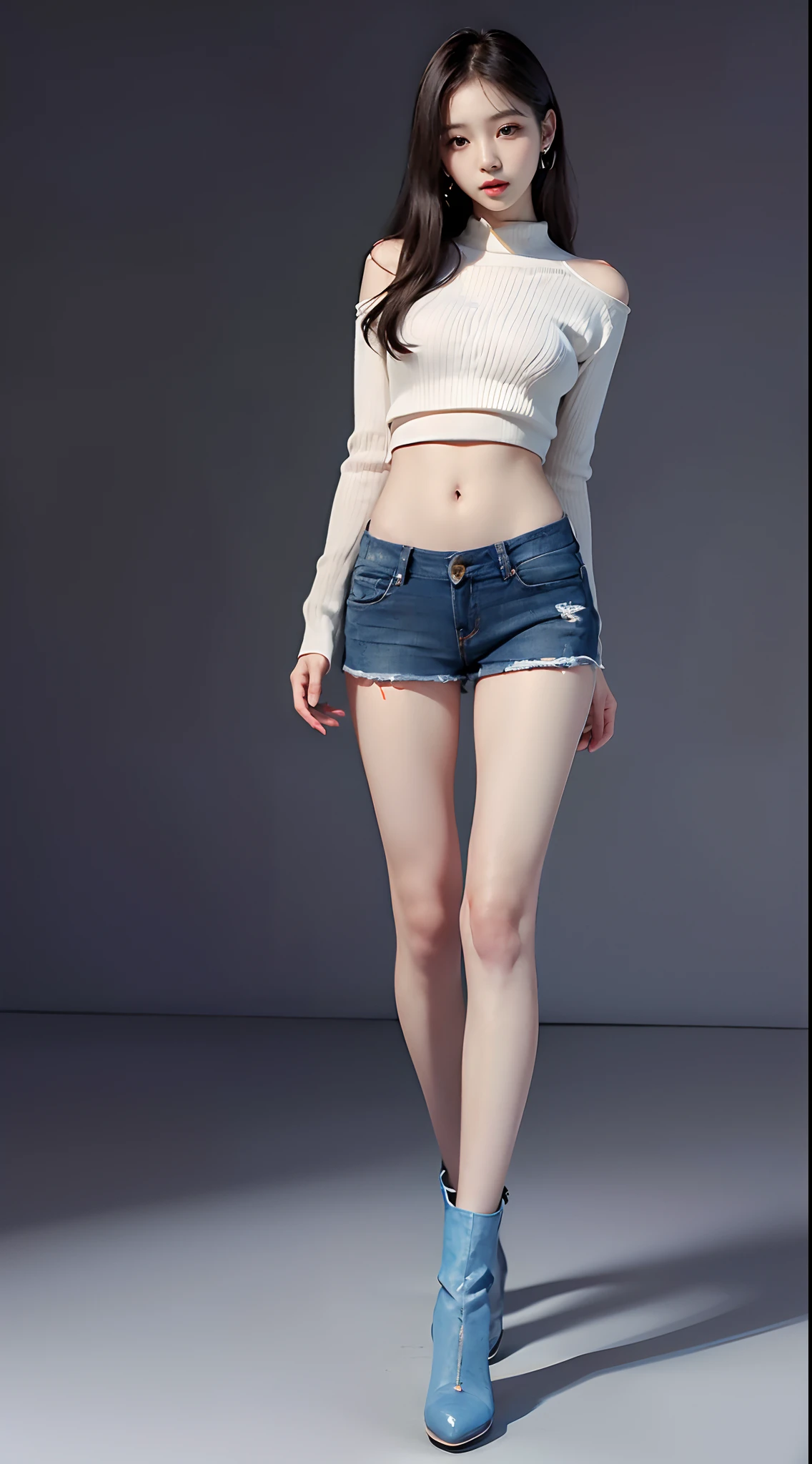 Asian Girl, Kpop Idol, ((gymnast)), ((of the highest quality, 8K, masutepiece: 1.3)), Crisp focus: 1.2, Highly detailed facial and skin texture, Detailed eyes, Beautiful face, Symmetrical face, full-length,、