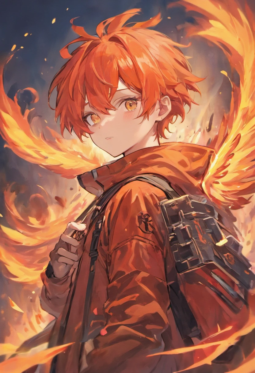 Portrait of a handsome SKS man, Post-apocalyptic winged firefighters, Intricate, elegant, Highly detailed, Digital painting, art stations, concept-art, smooth, Sharp focus, illustration, krenz cushart、Works of art by Artem Demula and Alphonse Mucha, ((Fire in the hand))