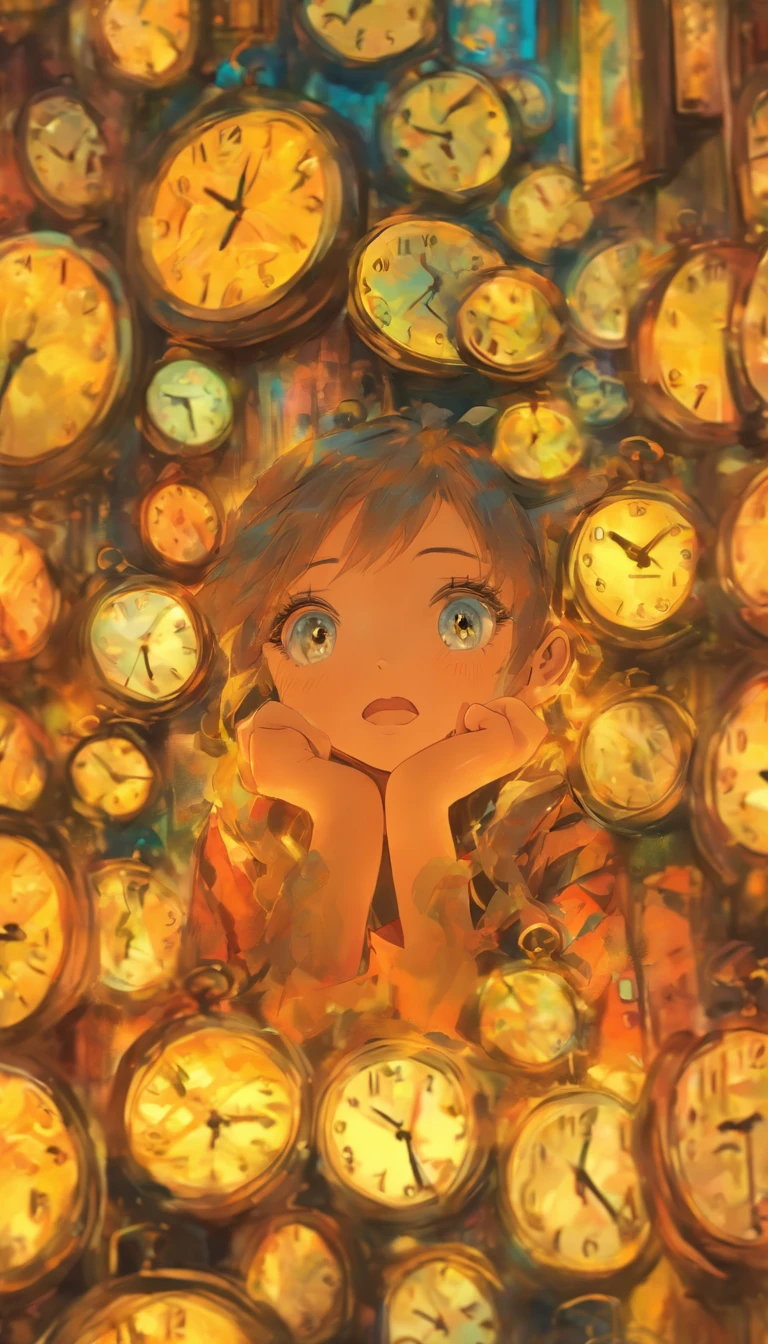 Fifteen or sixteen-year-old girls sat there，She stared at the clock on the wall，Lips slightly pursed，largeeyes，adolable