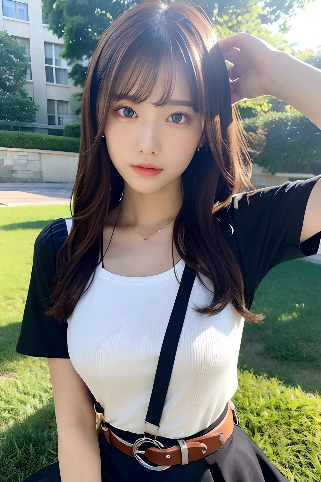 masterpiece、top-quality、The ultra -The high-definition、、colourfull、flat-colors、depth of fields、lens flare 1 girl、、Brown hair、watching at viewers Black Cutter Shirt a belt black suspenders Social OL ample bosom a miniskirt Face sitting
Waiting to start Armpit sweat perspiring Side of both hands huge-breasted Interparial