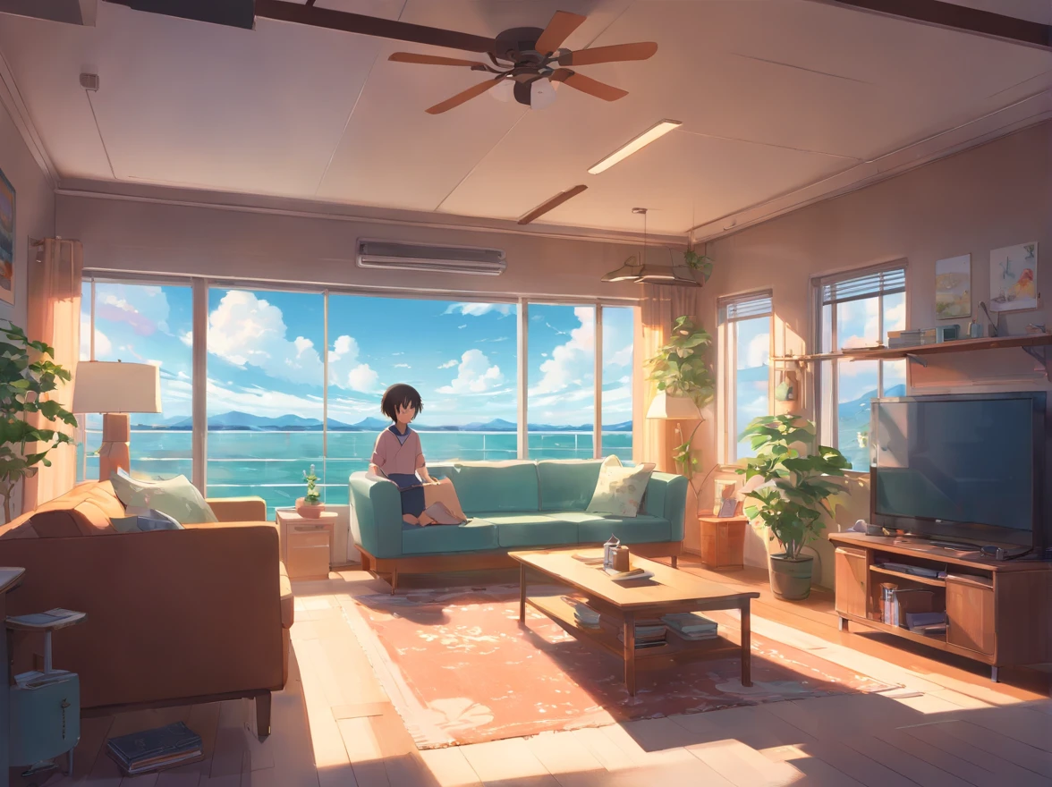 Lots of details, 8K, without people, tv set, Sofa, room, age Style, Lots of games, posters