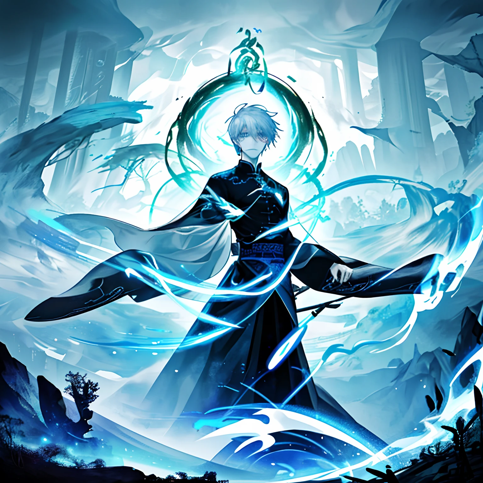 A large white snake slipped off，Mystical aura, surreal atmosphere, Forest background，（Chinese Folk Suspense, terrorism, Supernatural cartoon style）， hyper quality，hyper HD，4K