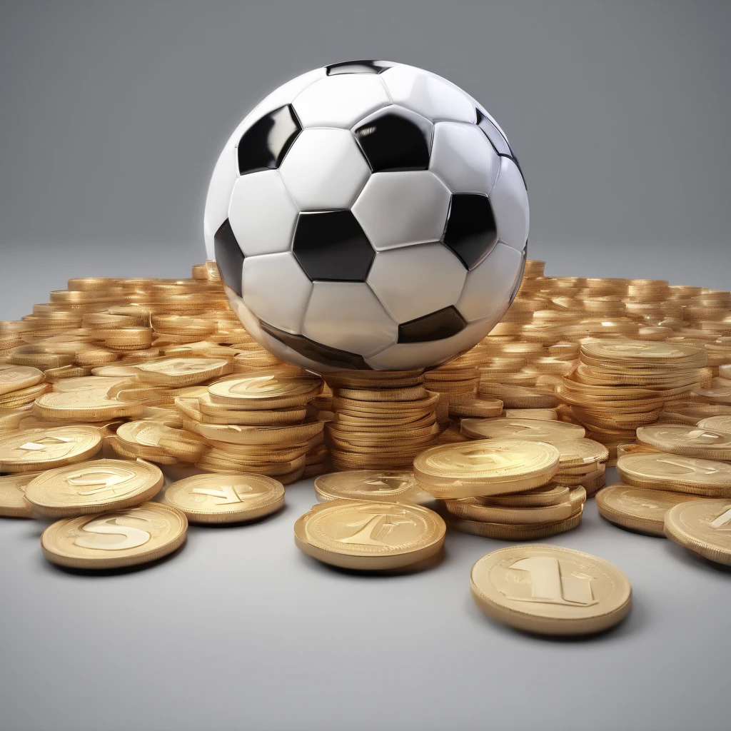 a soccer ball with a coin on top, Logo sportif, art