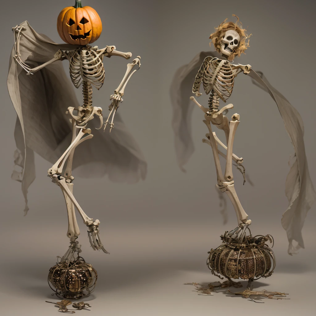 Halloween pumpkin material model（best qualtiy，8K pumpkin skeleton,Masterpiece）When the skeleton pumpkin appears，Only heard, unseen，The pumpkin skeleton explodes，That whistle echoed for a long time，It's like a prelude to impending death，The image of pumpkins and pumpkins is ingrained in the antecedent，Skeleton pumpkin crushed，Become everyone's nightmare pumpkin， Wait until the pumpkin appears，Wear pumpkin skull skin，Add a pumpkin stick covered with a wire skeleton，Full of oppression，The pumpkin people also carefully disguise their kindness，Skeleton pumpkin people will be a weakness for survival because of their kindness，Hiding goodness is the way to survive in troubled times，Pumpkin zombies are not scary，Human pumpkins are terrible，The pumpkin skeleton succeeded，Both are to protect the pumpkin itself，It is also to protect yerba mate pumpkin，Pumpkin good and pumpkin evil，Two sides of the seemingly opposite，But in Negan, There are two pumpkins on the same body， Face the enemy，The pumpkin skeleton is cruel，Pumpkin people are not soft，Skeleton pumpkin faces someone who wants to protect，Southern skeleton melon is also gentle and loving。（Soldier pumpkin head）Tattooed with，Smoke billowed out，thin fog，Skeleton pumpkin