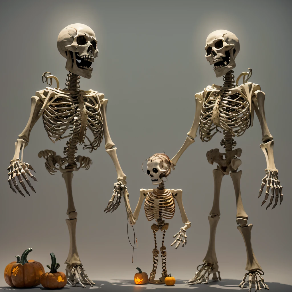 Uma capa, com uma menina centralizada, his grandfather and a skeleton on the sides, and the cuca behind.