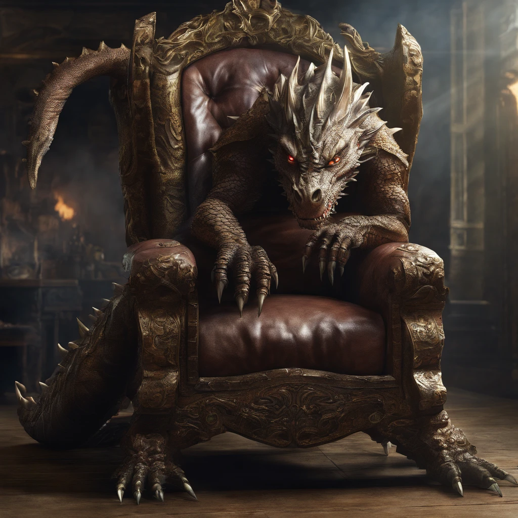 A dragon king lies on a dragon chair
