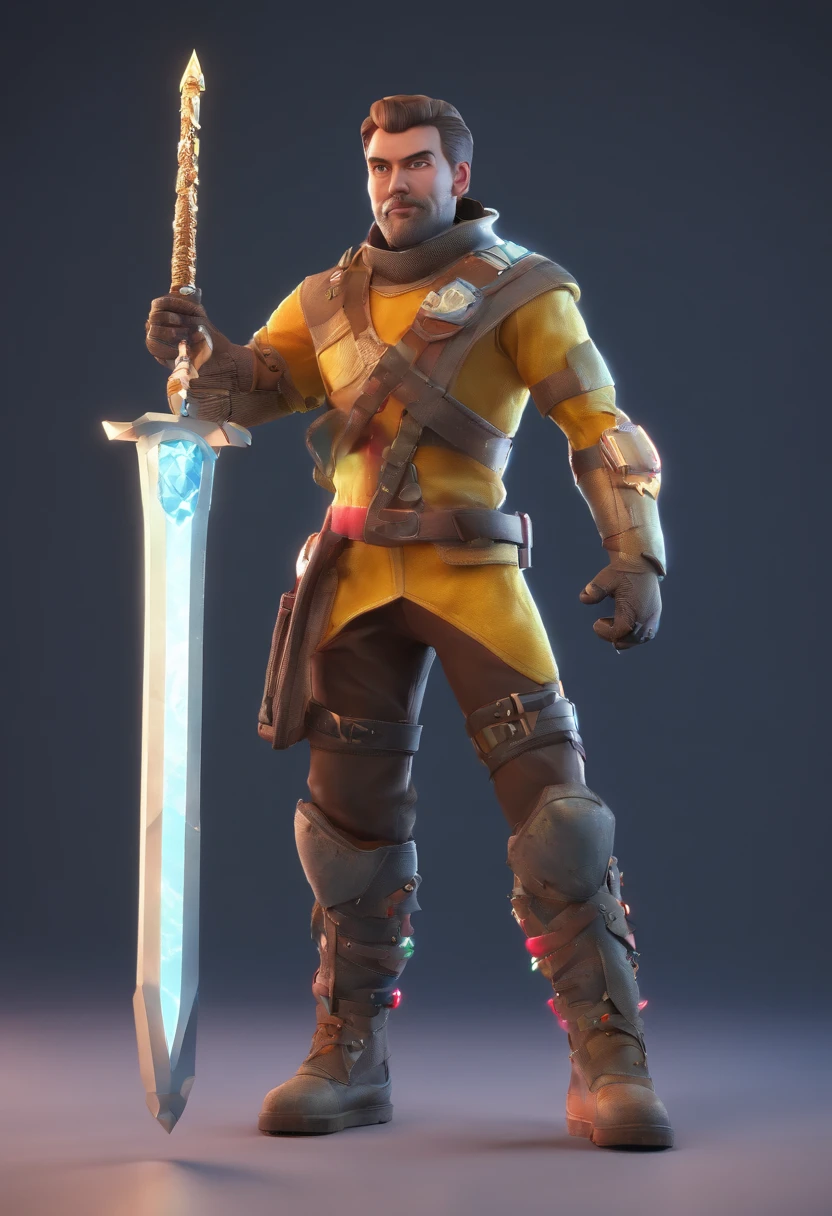 My World Steve holds a diamond sword,Wear diamond armor to fight zombies