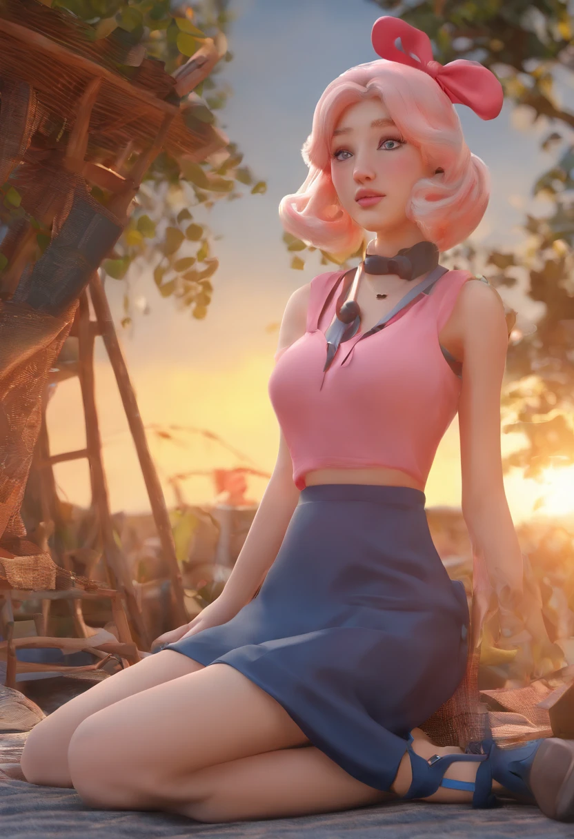 blush, smile,glowing aura, natural light, masterpiece, glossy skin, juicy lips , ,sexy, hot, evil,juicy lips hour glass, , juicy lips, , slender body, small , huge ass, pink hair, ponytail ,looking up, smile, ultra detailed, short pink hair, purple eyes, art, paint