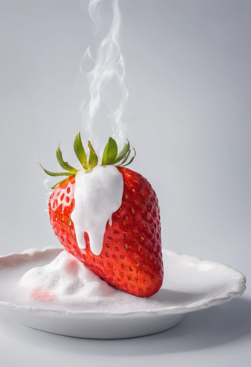 1 strawberry;,burn,Melt,fire,burning,Ultra high image quality,realisitic, Cinematic, Professional Photography, Studio Lighting, advertising photography, Intricate details, ultra-detailliert, A hyper-realistic, 8K UHD