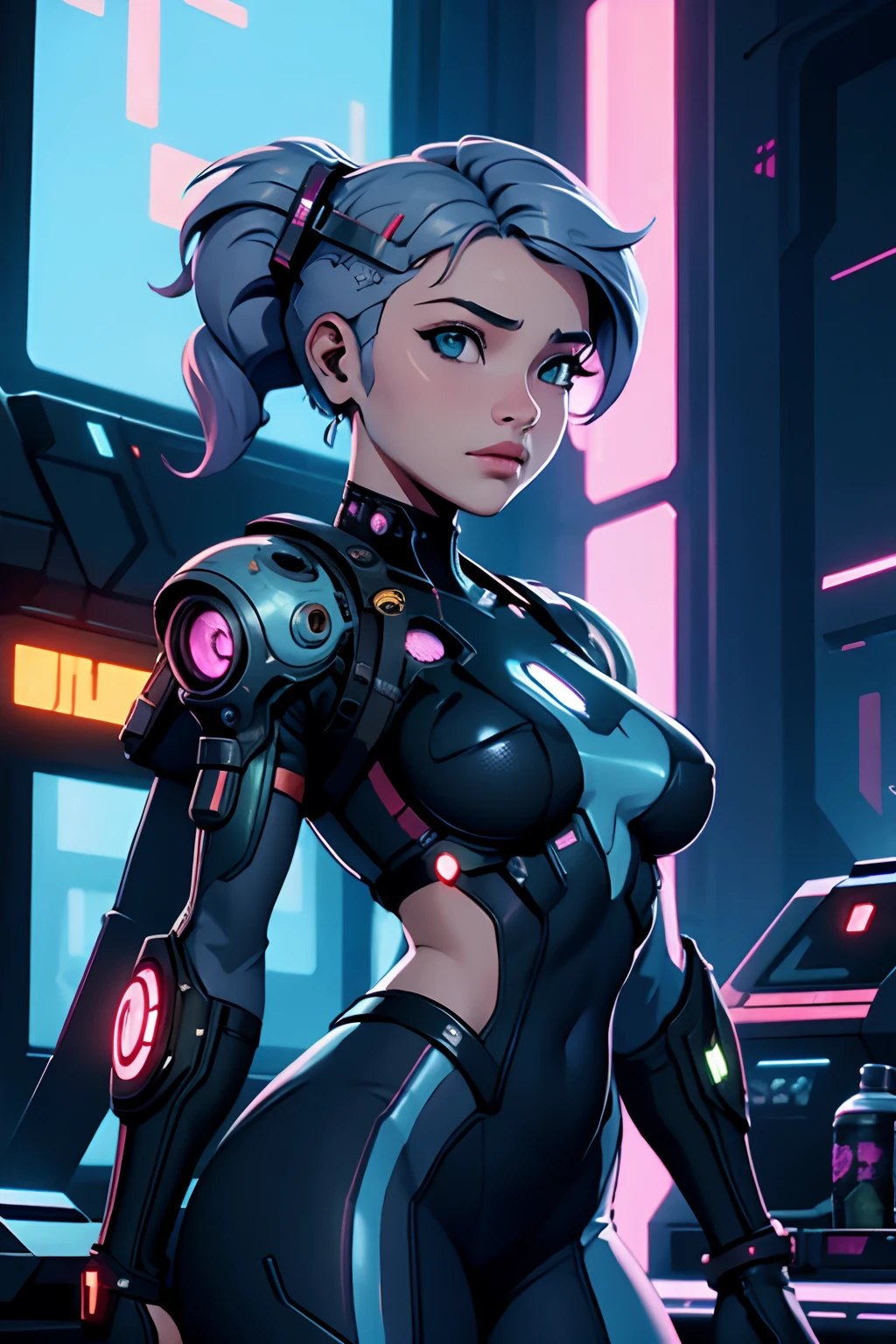 1girl, sfw, cyberpunk, sci-fi