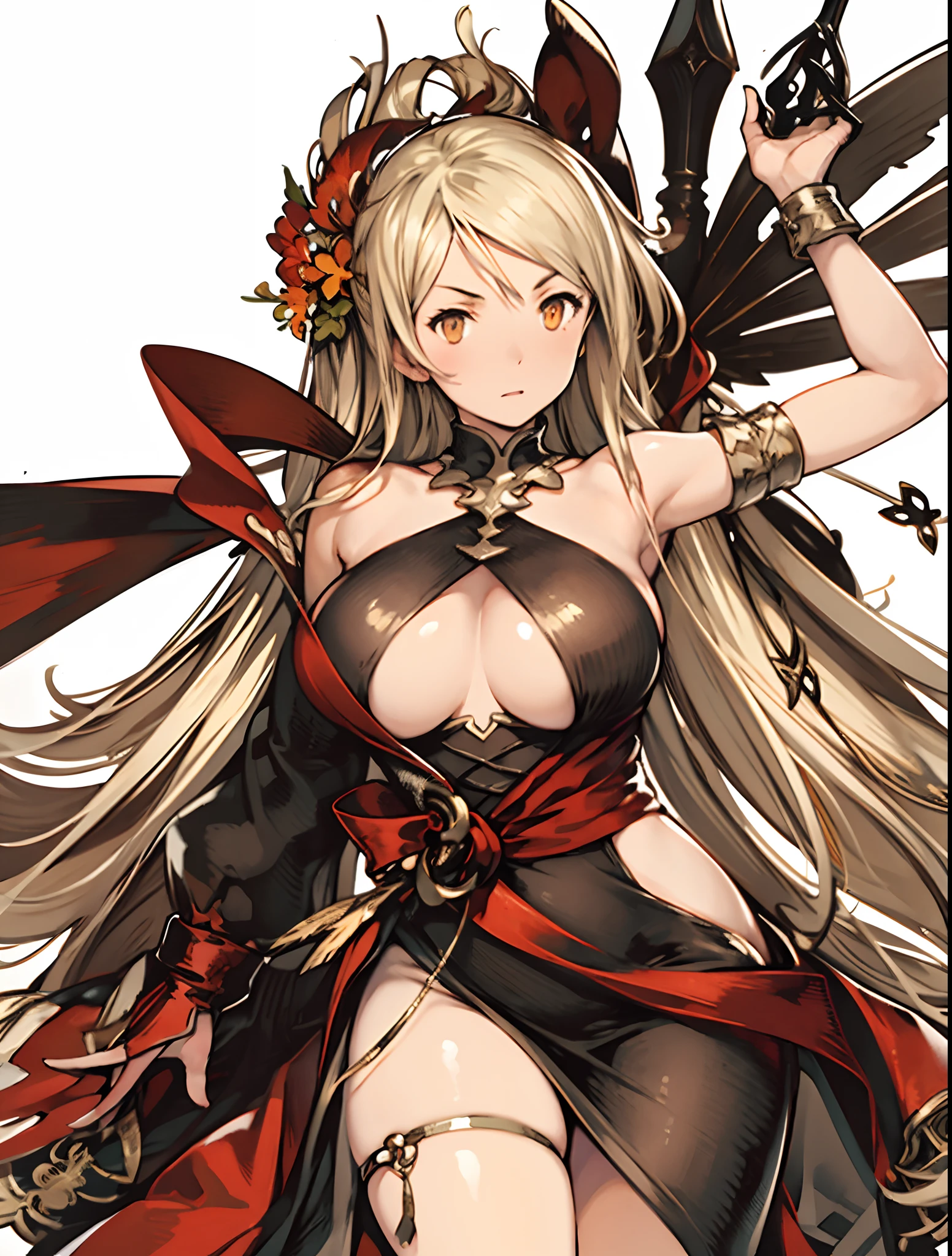 yoshida akihiko, 1girl, bravely default: flying fairy, bravely default \(series\), Nier, final fantasy, orange eyes