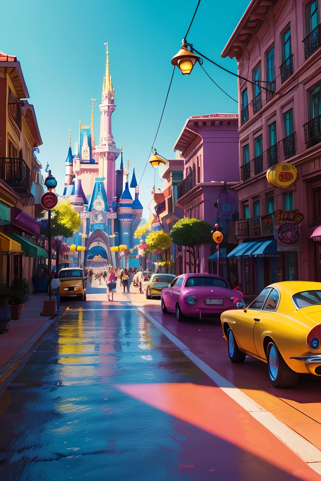 Create vibrant, colorful Pixar-style scene based disney