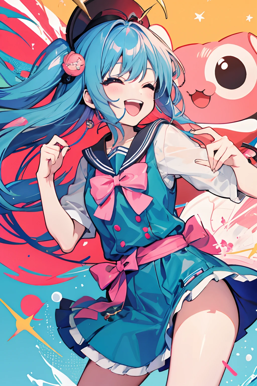 anime girl having fun, laughing