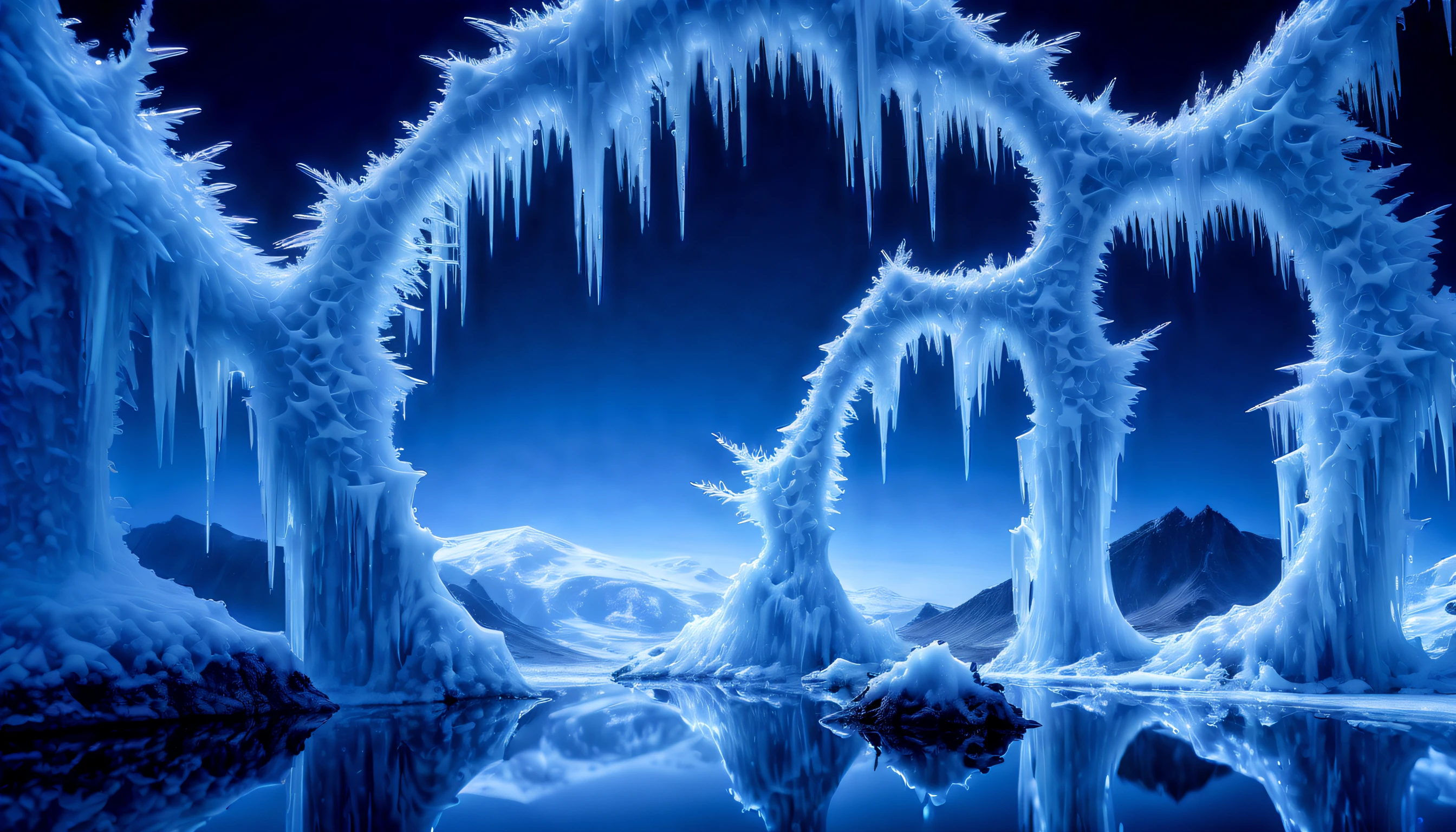 experience the ethereal beauty of rime ice art, (((in the eerie depths of dark fantasy:1.1))), chilling undead creature of rime ice, delicate layers of frost and intricate patterns, stunning canvas of rime ice beauty cherry blossoms, brushstrokes create stunning sculptures that seem to defy gravity, Indulge in the mesmerizing allure, glistening surfaces and intricate details, (((beautiful visually rime ice art of transparent, heaven and earth forever:1.3))), (((in the eerie depths of dark fantasy:1.1))), (((chilling undead creature of rime ice orchestra:1.6))), (((radiosity rendered in stunning 32k resolution:1.3))), (((massive party with dissonant rime ice orchestra of shadowy figures:1.3))),