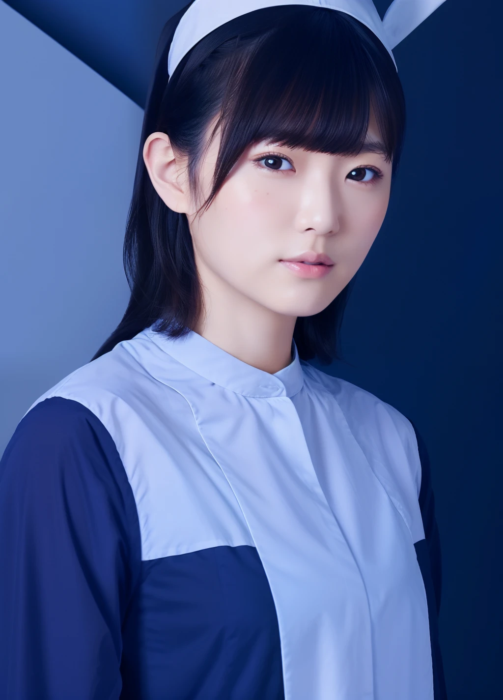 masterpiece,best quality,higher, 1girl, asian, beautiful face, face_focus, (simple background:1.2), (nurse:1.1),upper body