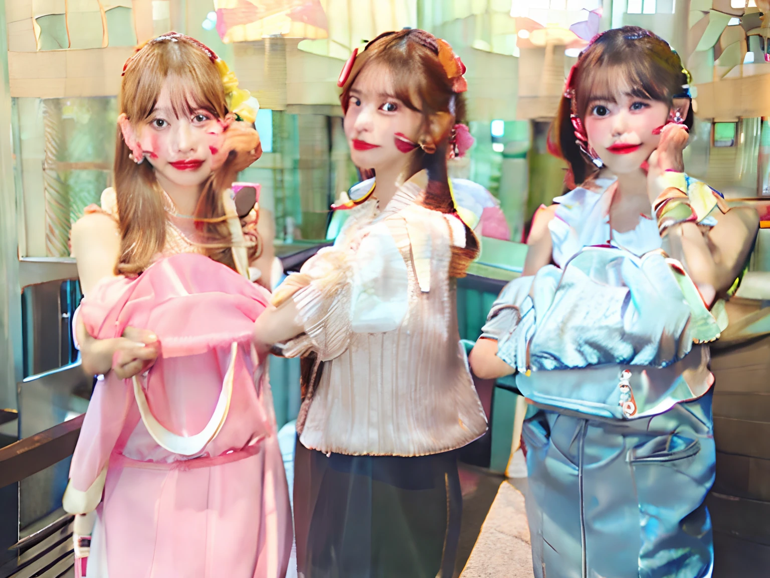 3girl, realistic, ultra detail, 70mm lens,