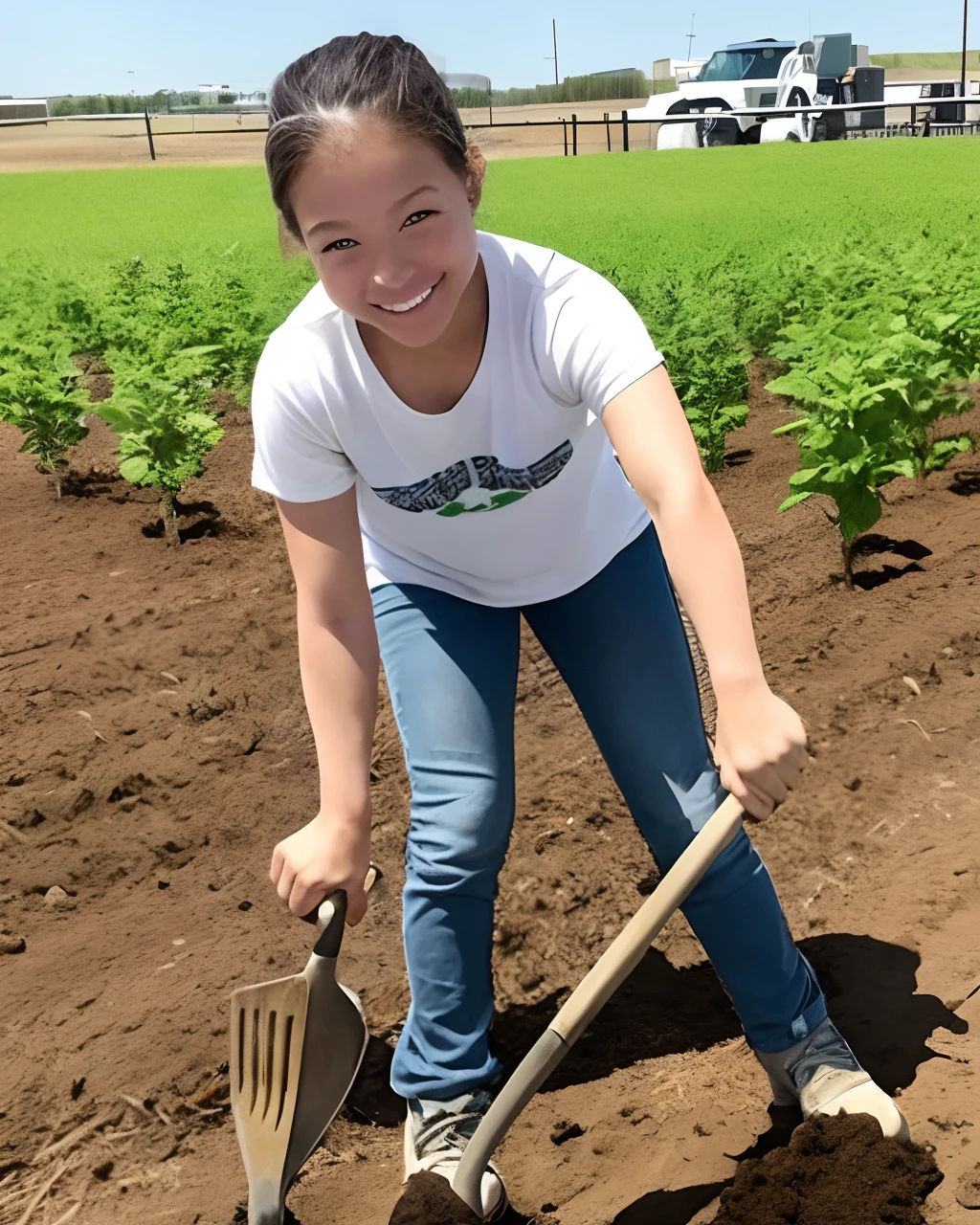 elementary student. Lori.. agriculture. Plowing the soil with a hoe