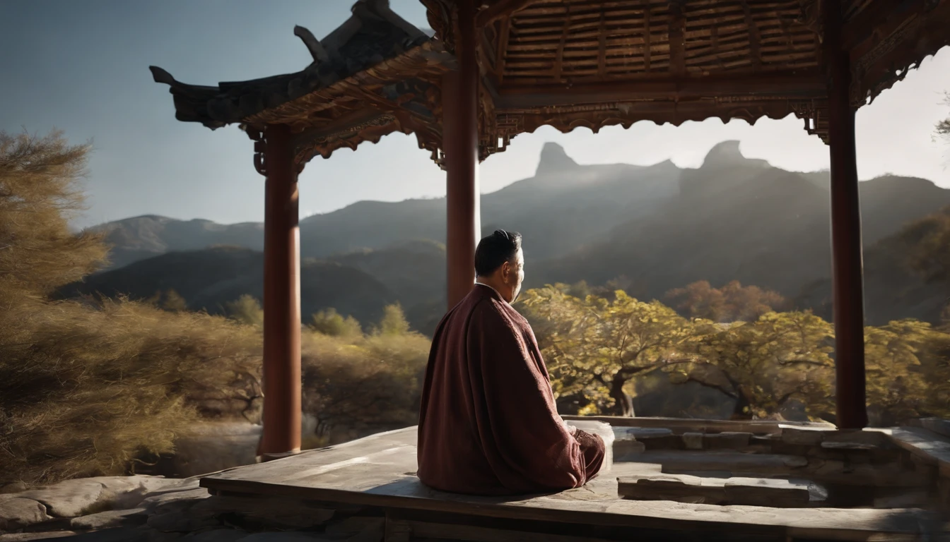 Imagine the old man of Zen, Gray robe, largeeyes, Smile and meditate, Face the camera, Full body photo, Frontal photo, The background is alpine flowing water, Chinese wind, the detail, Cinematic light, High quality --ar 3:4[Pictures], 。.。.。.。.3D, surrealism, Cinematic lighting, hyper HD, Super detail, Textured skin, hyper HD, ccurate, Textured skin, High details