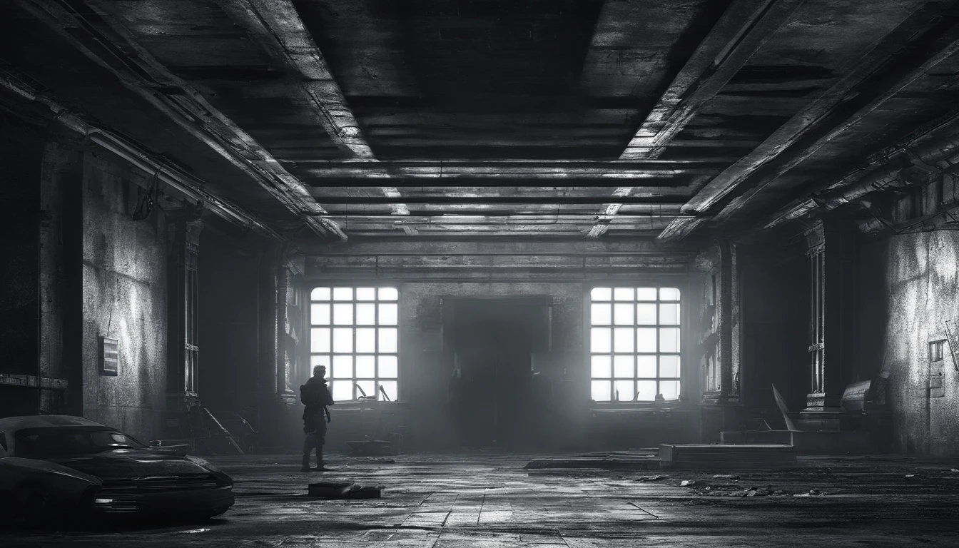 Dark room with hero inside
